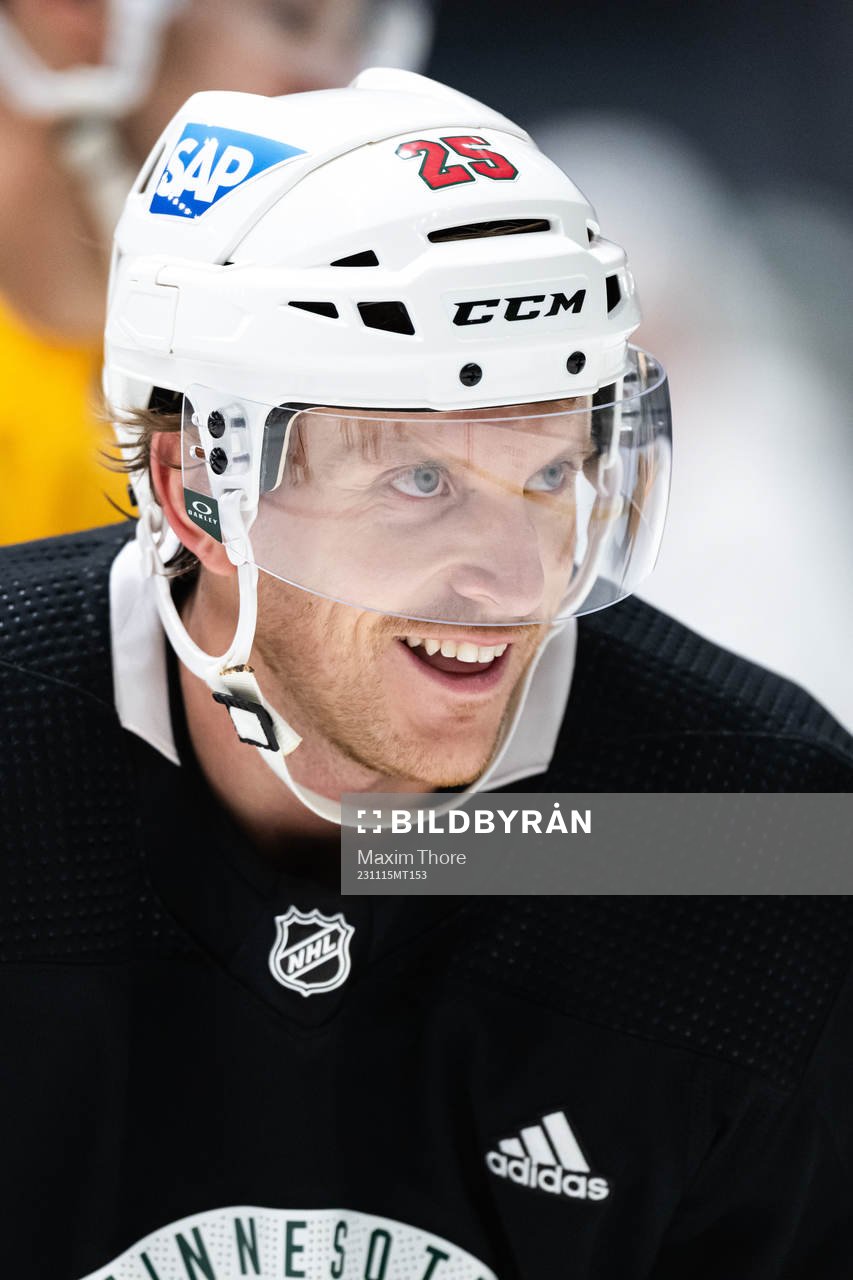 Jonas Brodin of Minnesota Wild at a practice session