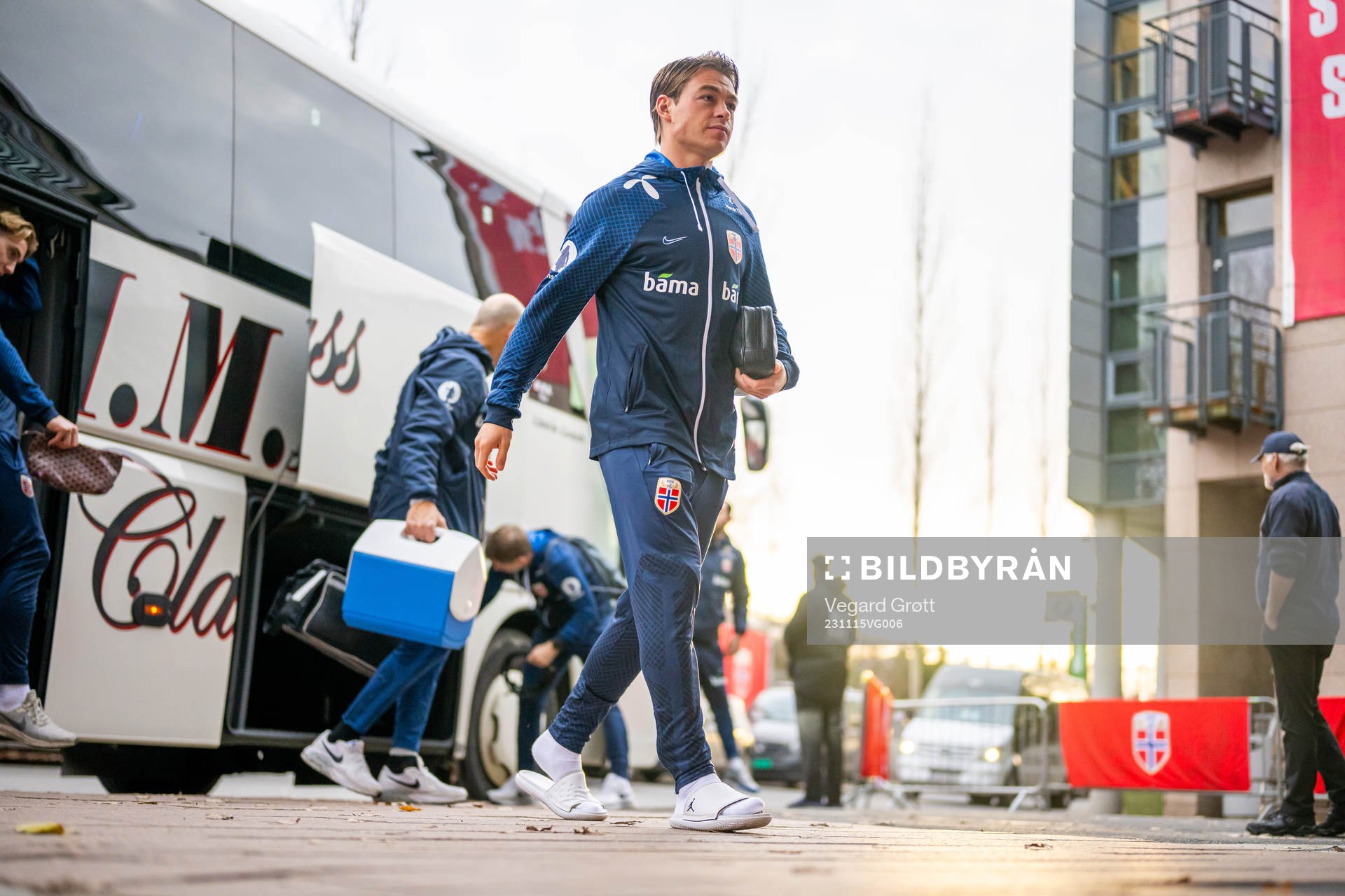 Patrick Berg of the Norwegian national football team arrives