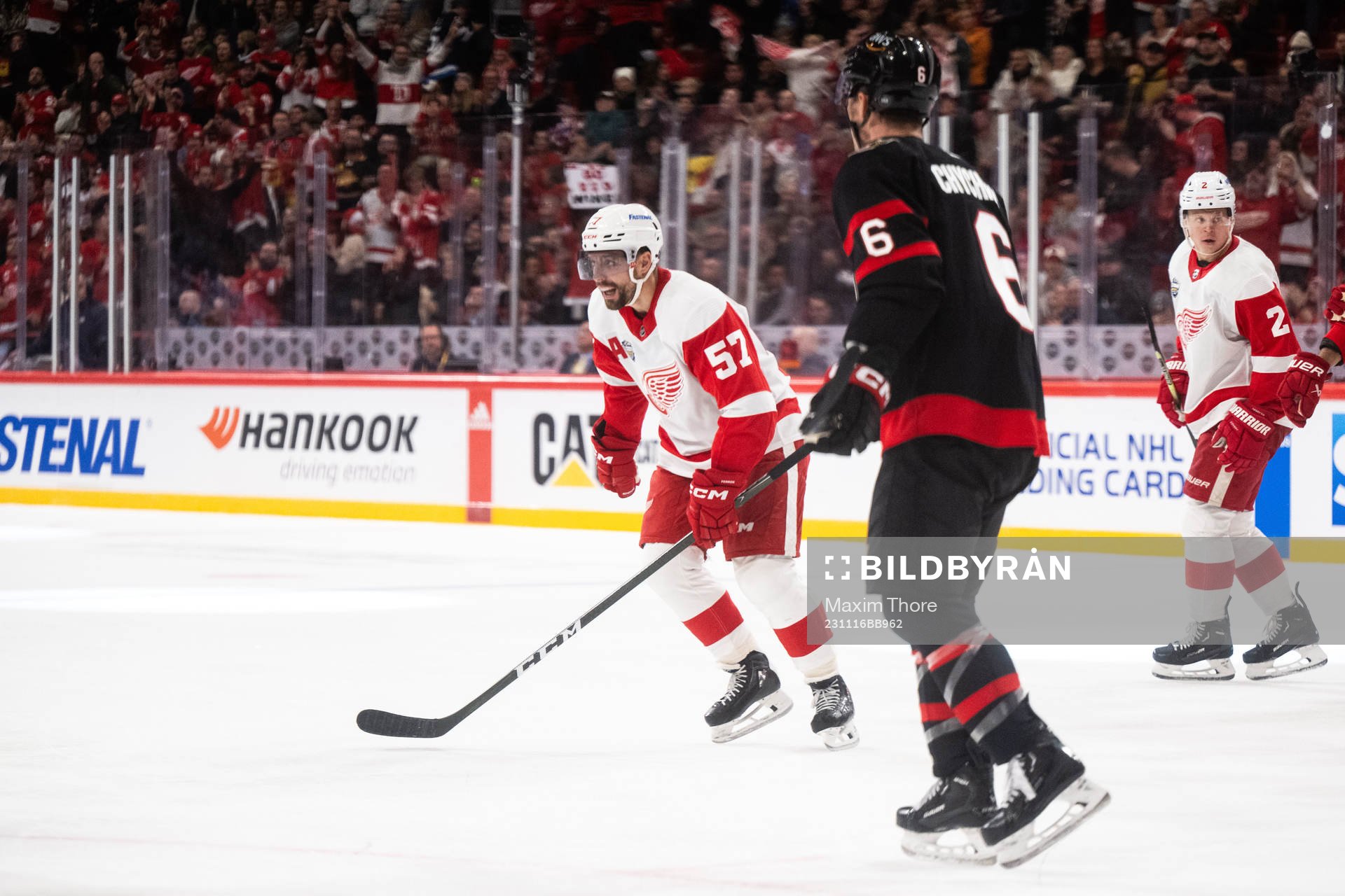 David Perron of Detroit Red Wings celebrates