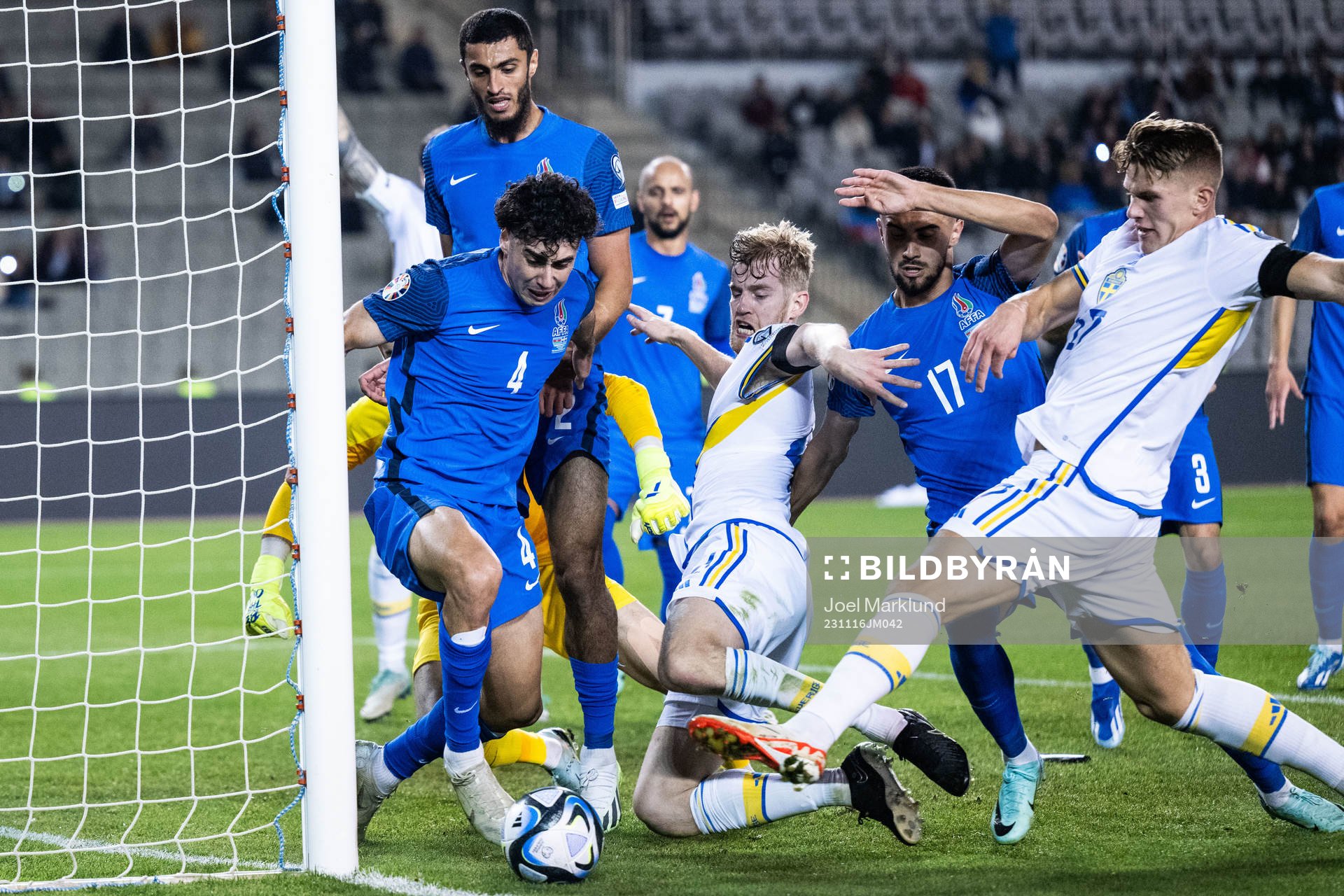 Filip Helander and Viktor Gyökeres of Sweden against