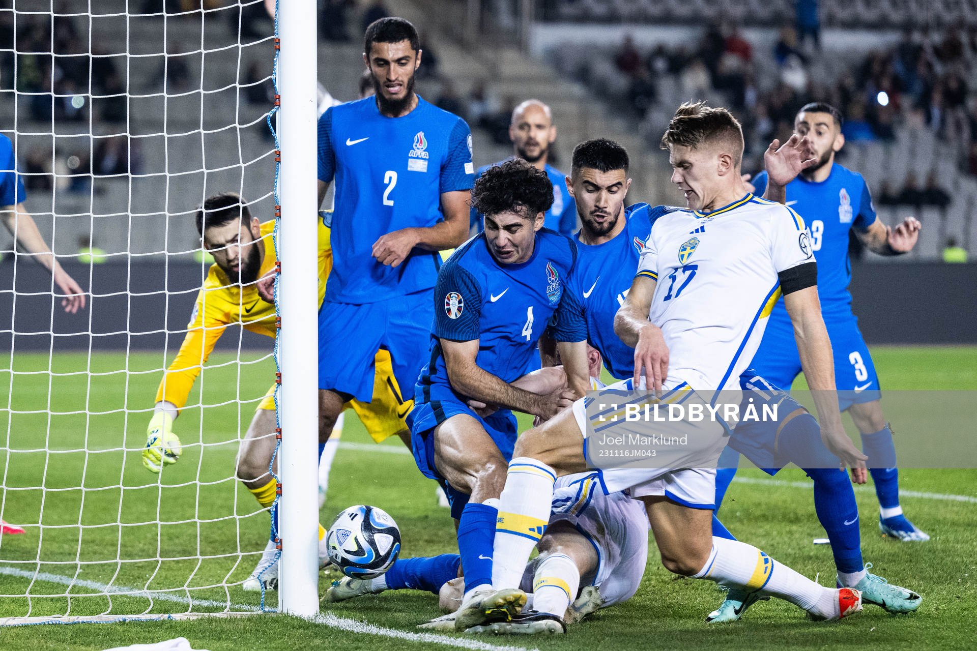 Filip Helander and Viktor Gyökeres of Sweden against