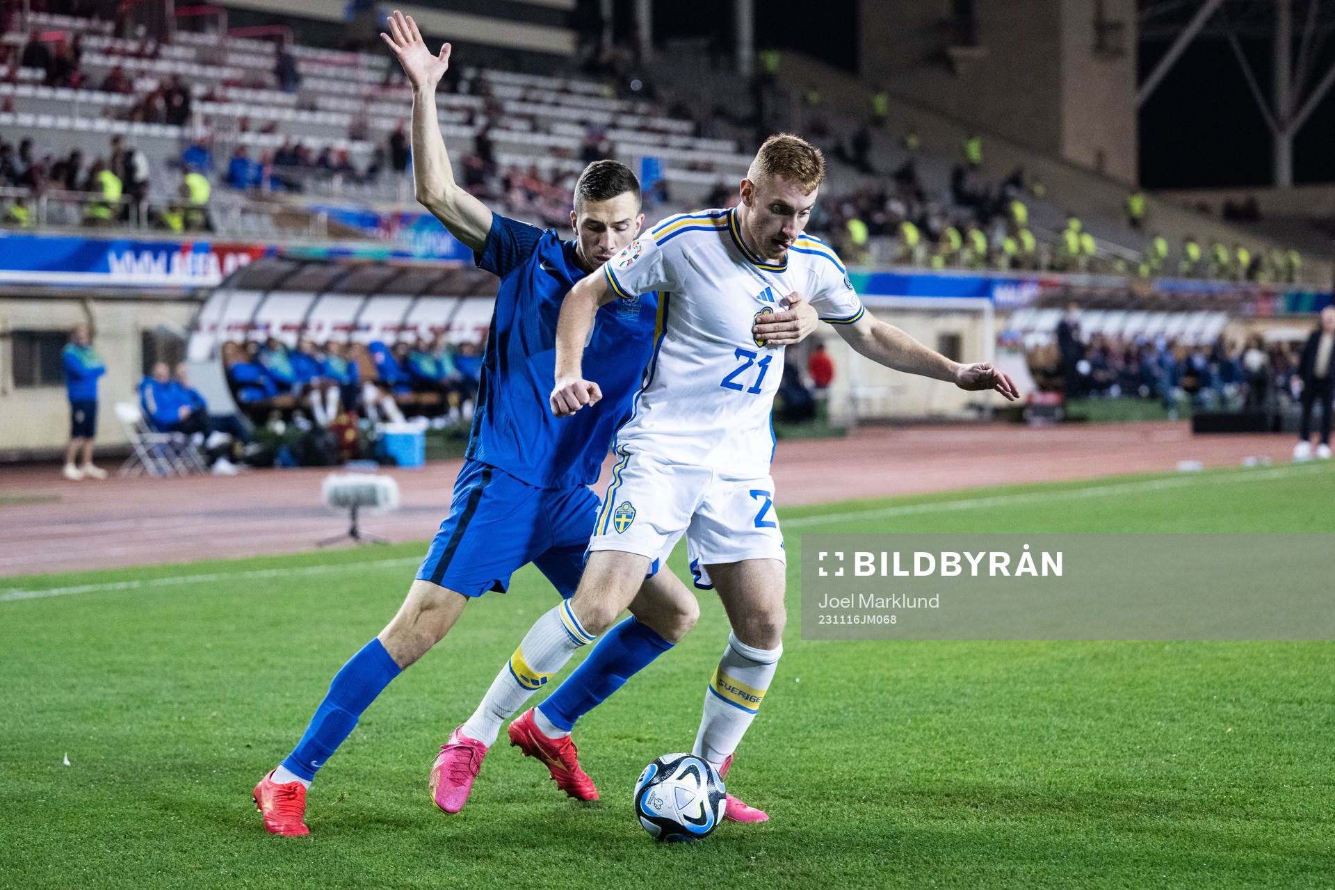 Anton Krivotsyuk of Azerbaijan and Dejan Kulusevski of