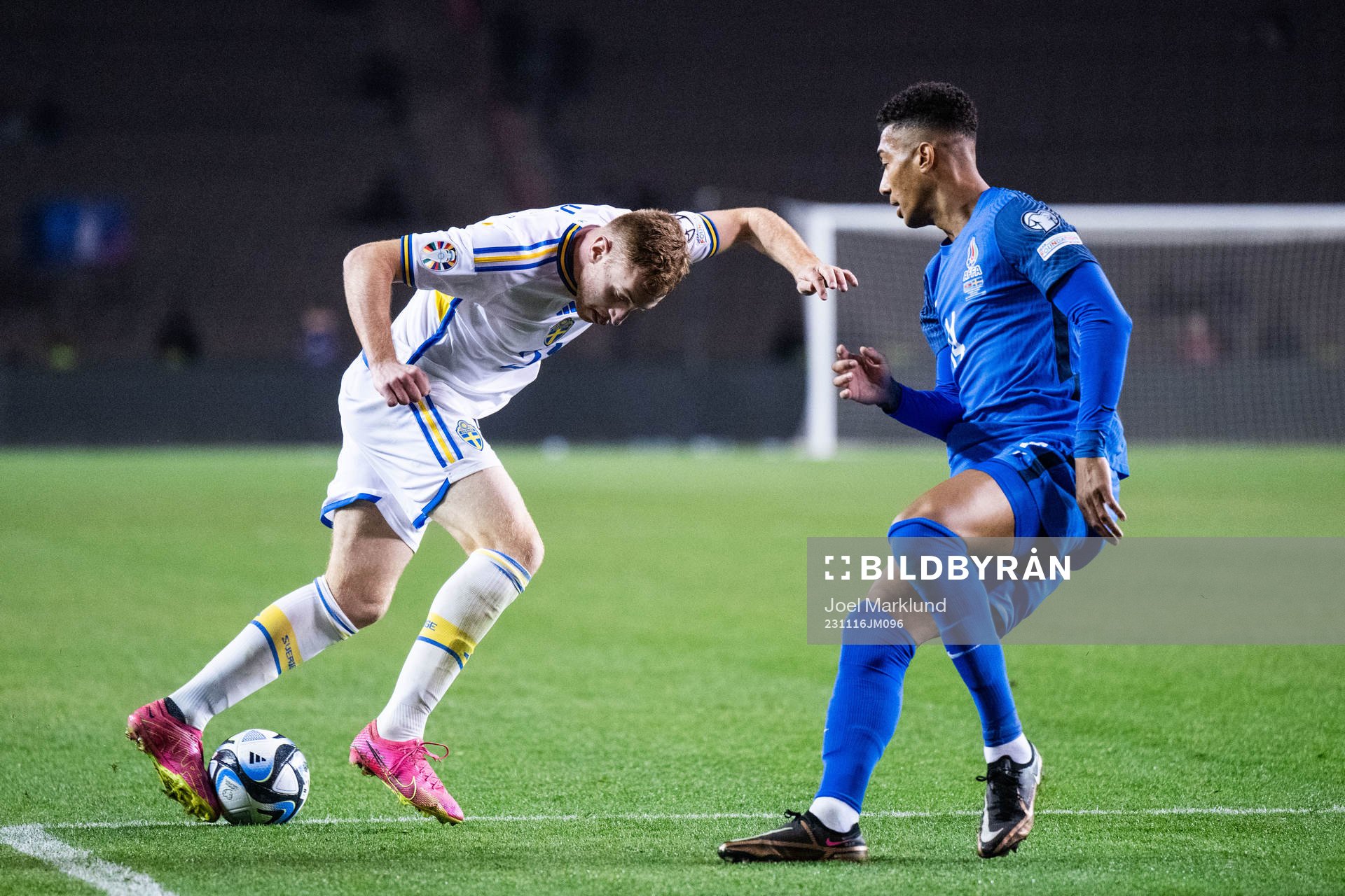 Dejan Kulusevski of Sweden and Eddy of Azerbaijan