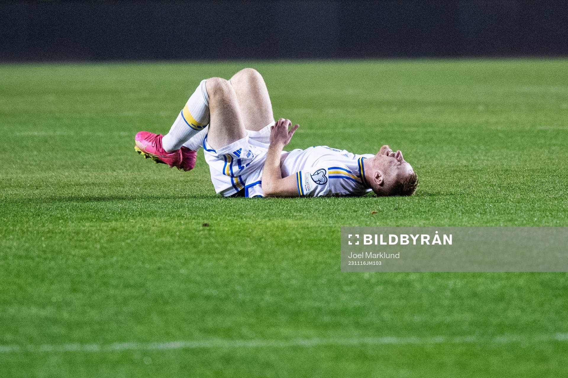 Dejan Kulusevski of Sweden in pain