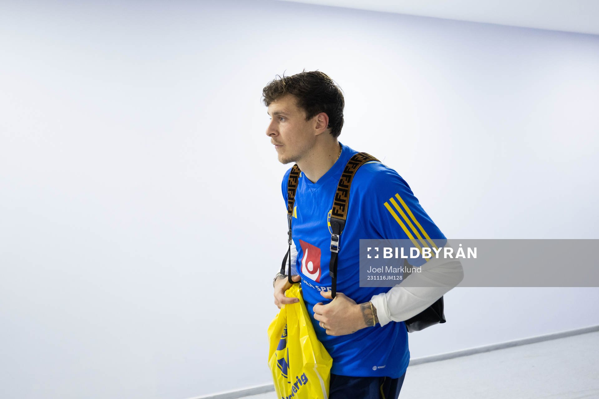 Victor Nilsson Lindelöf of Sweden in mixed zone