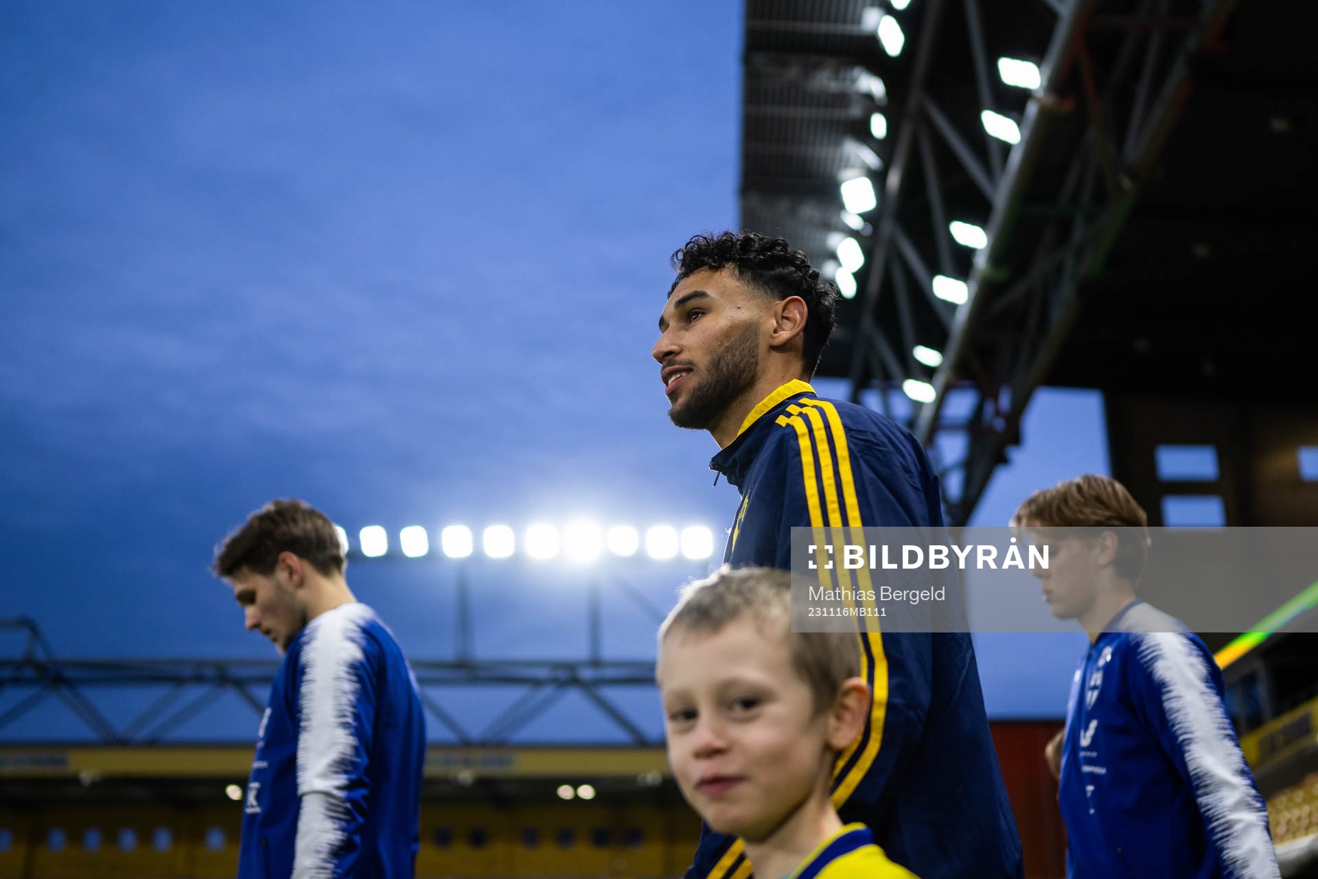 Joakim Persson of Sweden enters the pitch