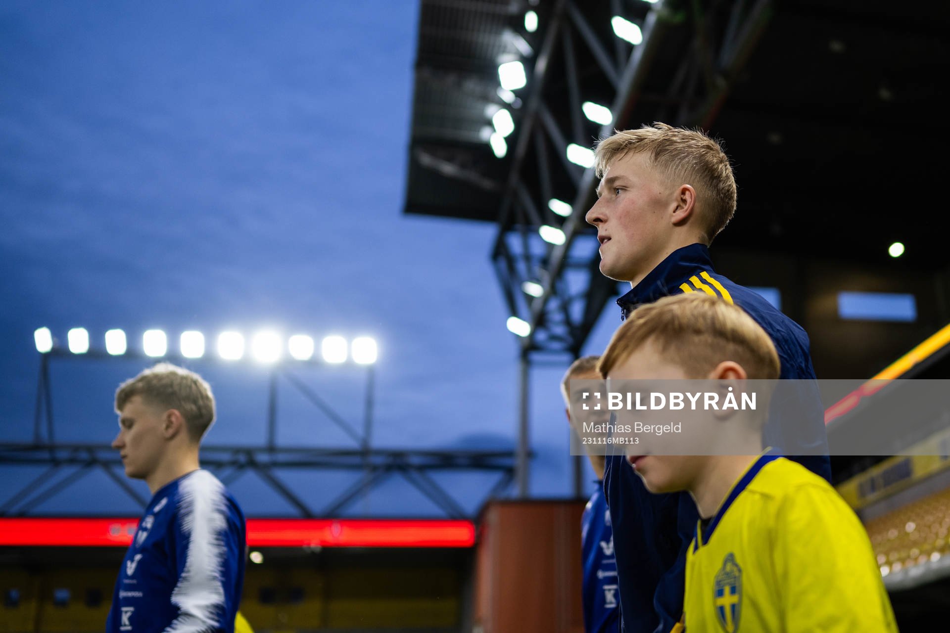 Melker Widell of Sweden enters the pitch