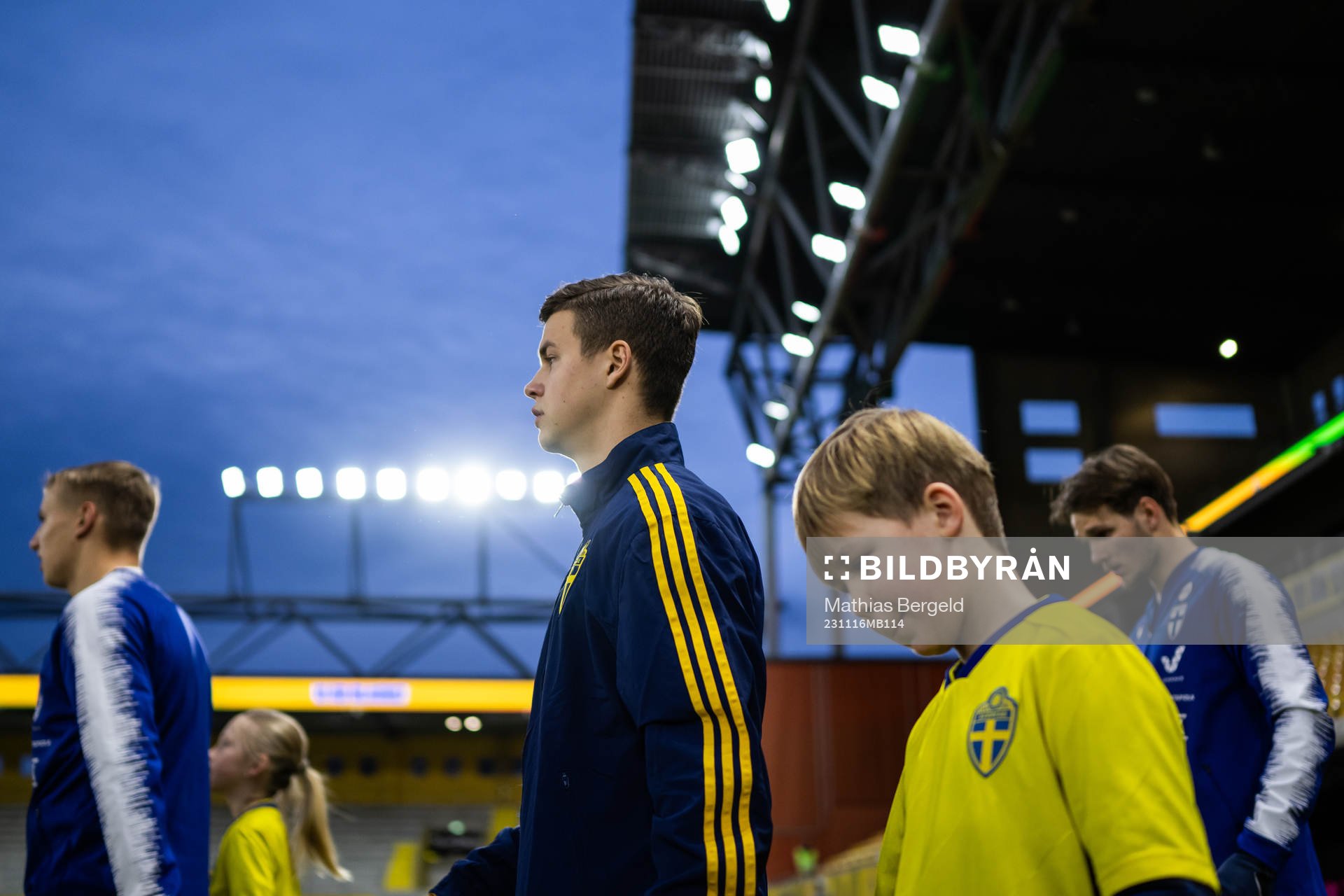 Samuel Dahl of Sweden enters the pitch