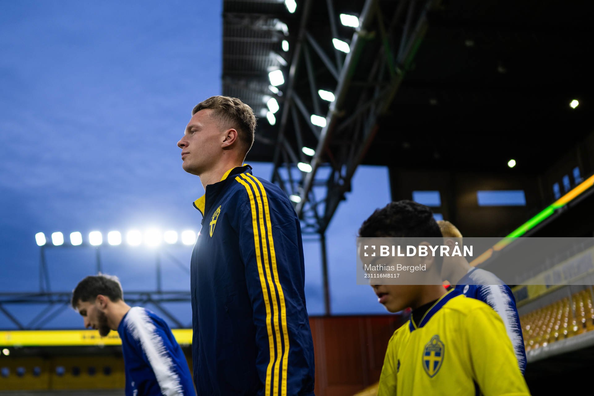 Joel Voelkerling Persson of Sweden enters the pitch