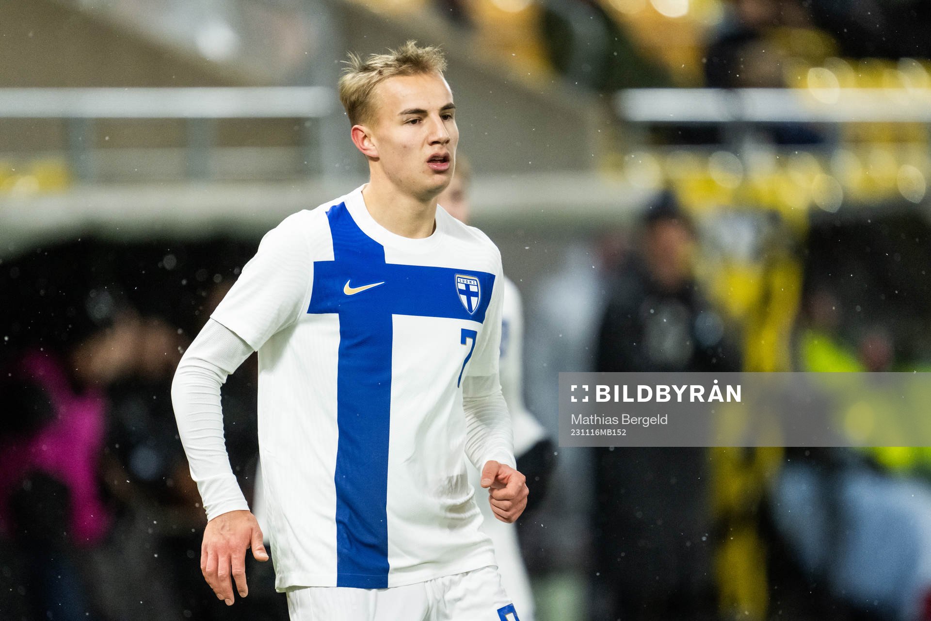 Topi Keskinen of Finland during the international friendly under-21 football match between Sweden and Finland on November 16, 2023 in Borås.