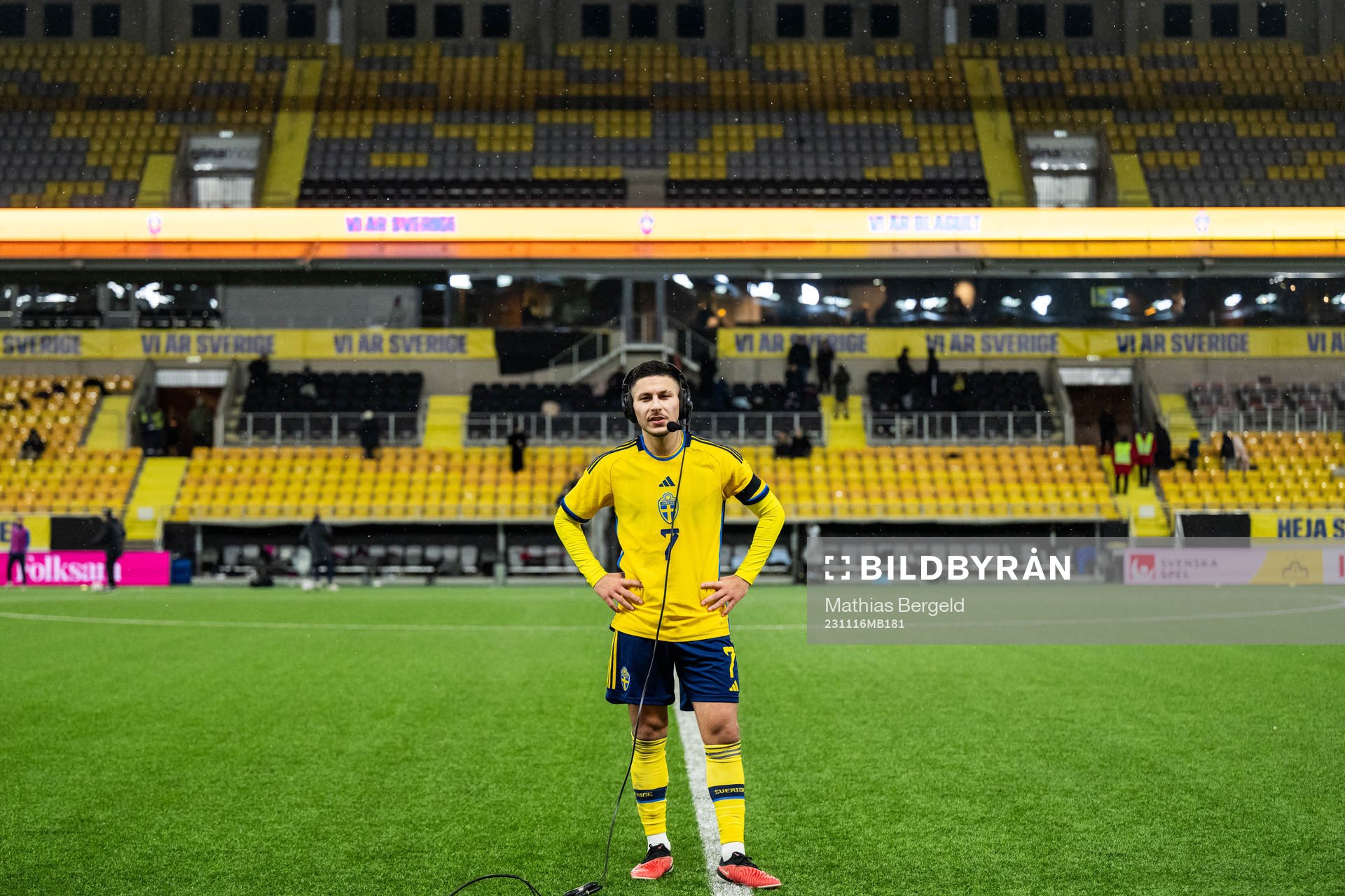 Roony Bardghji of Sweden is interviewed at half time