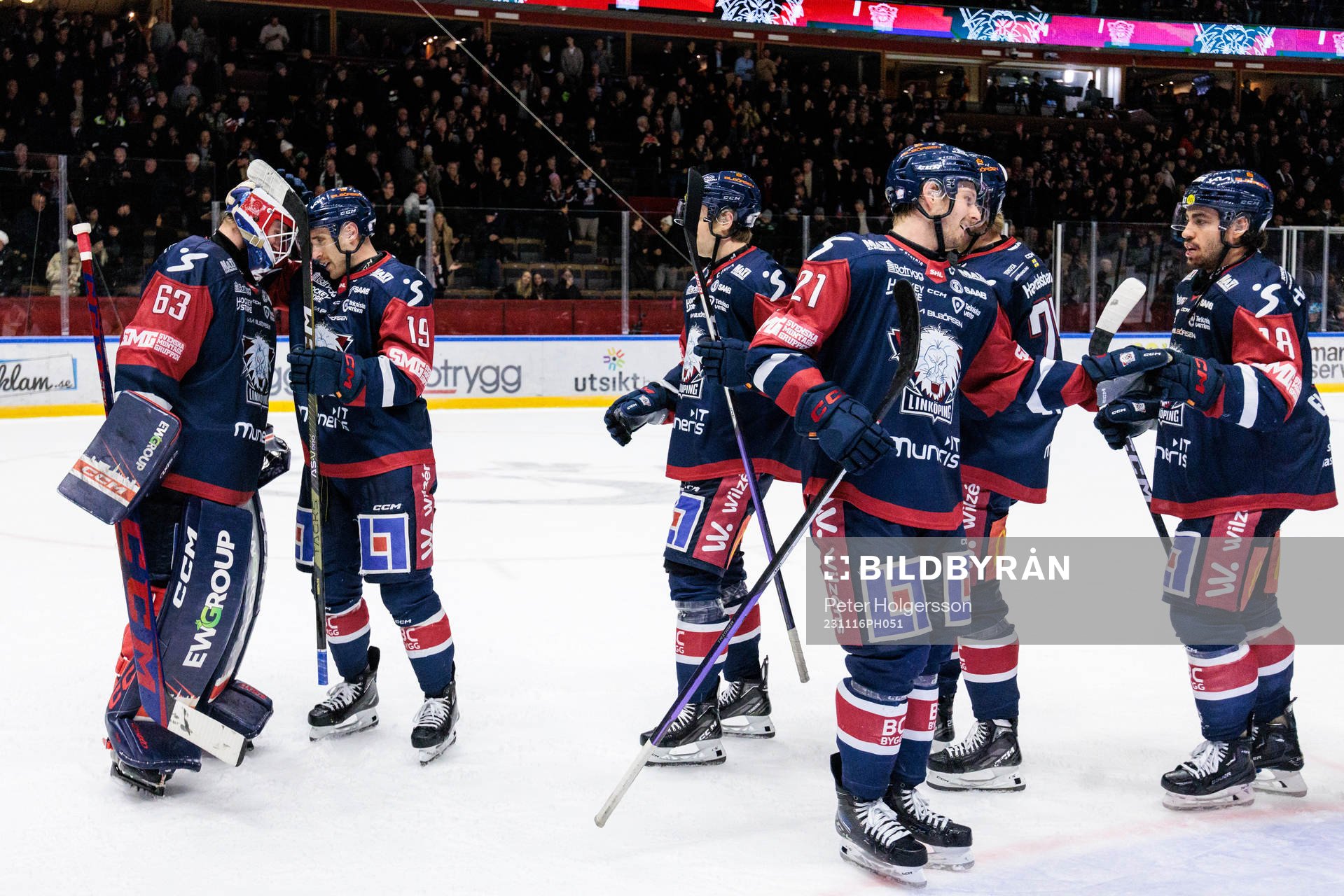 Linköpings Patrick Russell och målvakt Marcus Högberg