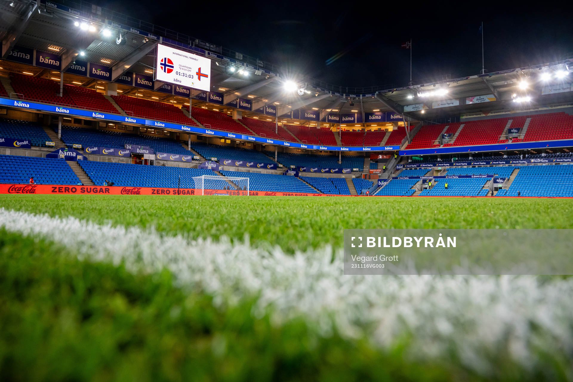 General view of Ullevaal Stadion ahead of the international friendly football match between Norway and Faroe Islands on November 16, 2023 in Oslo.