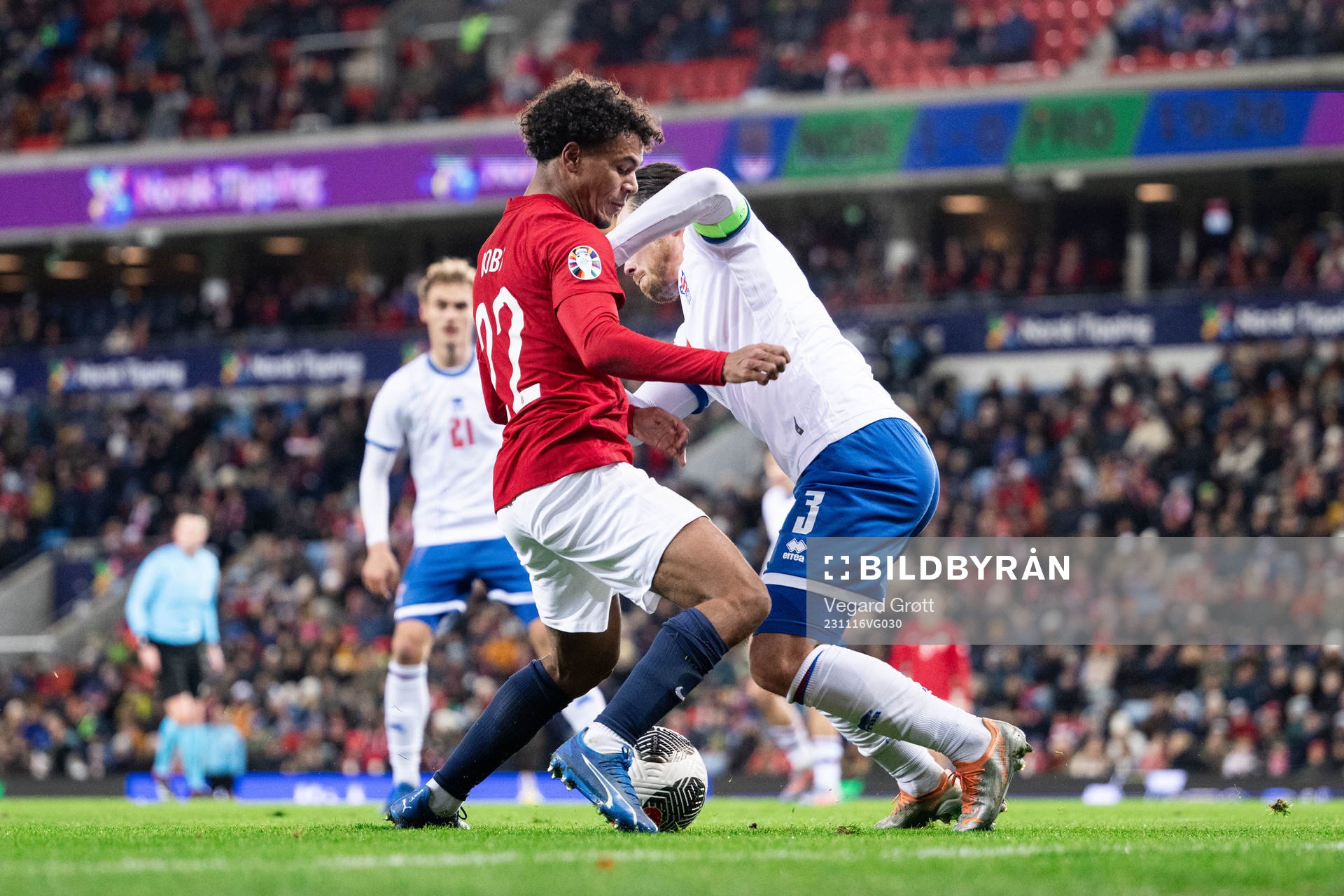 Oscar Bobb of Norway Viljormur Davidsen of Faroe Islands