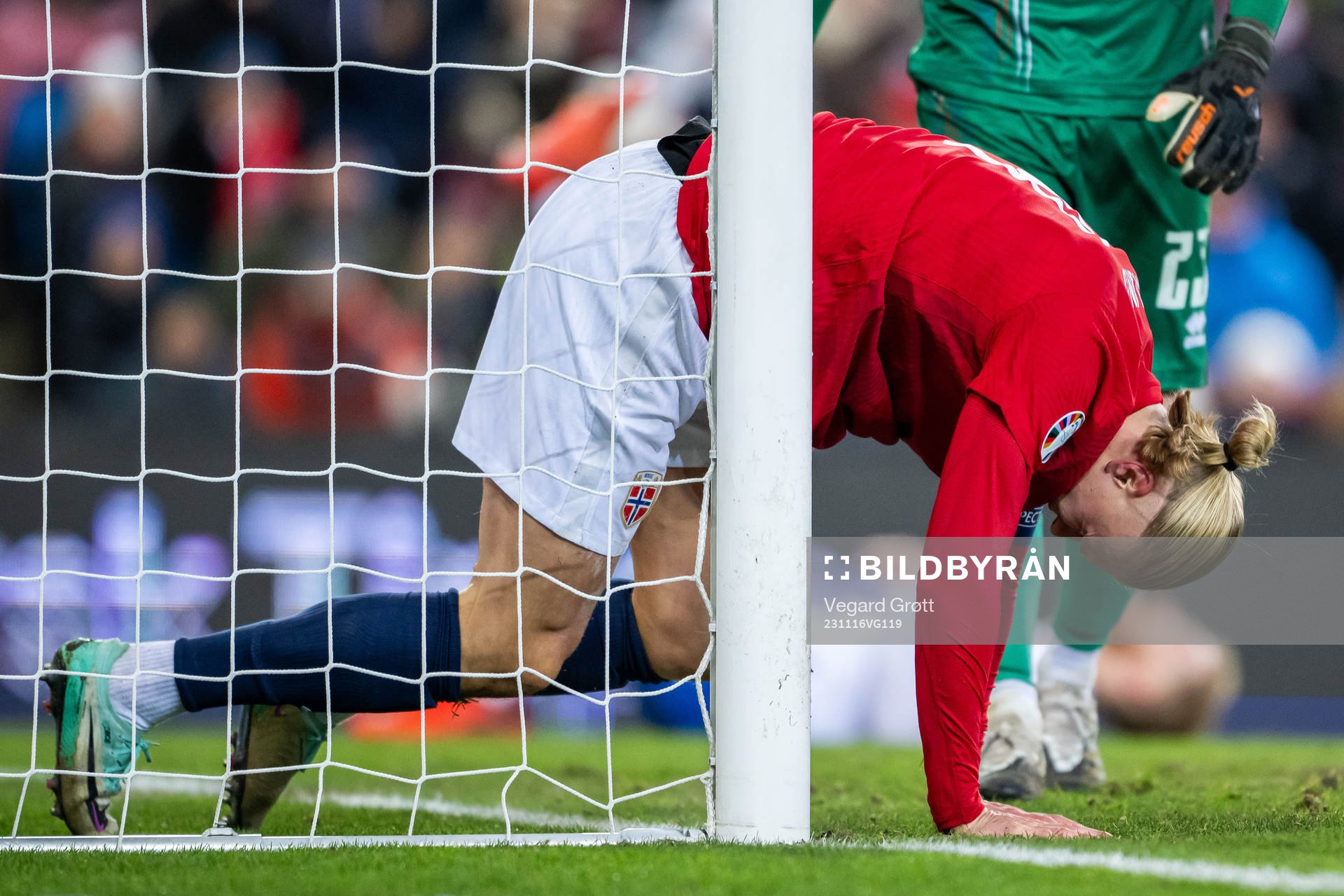 Erling Braut Haaland of Norway in pain