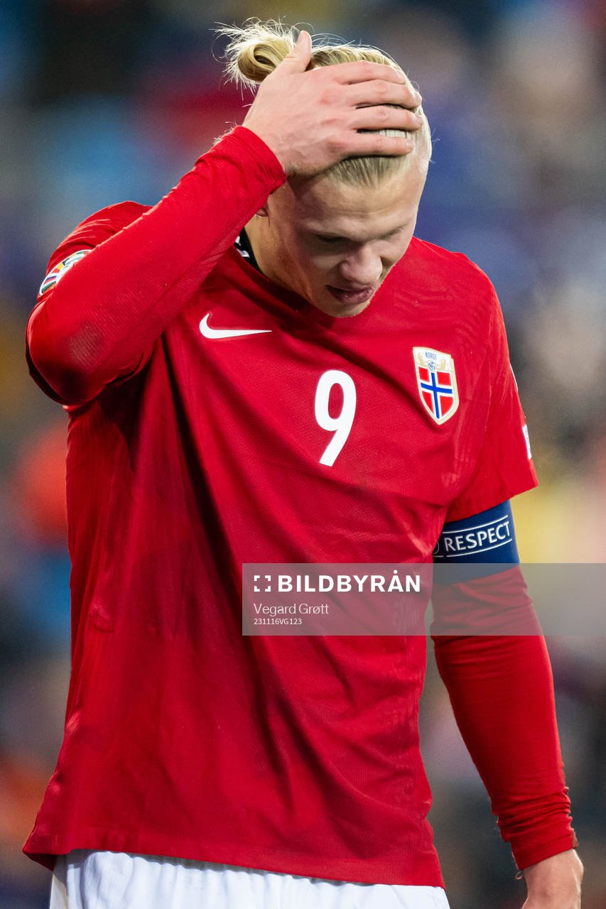 Erling Braut Haaland of Norway in pain