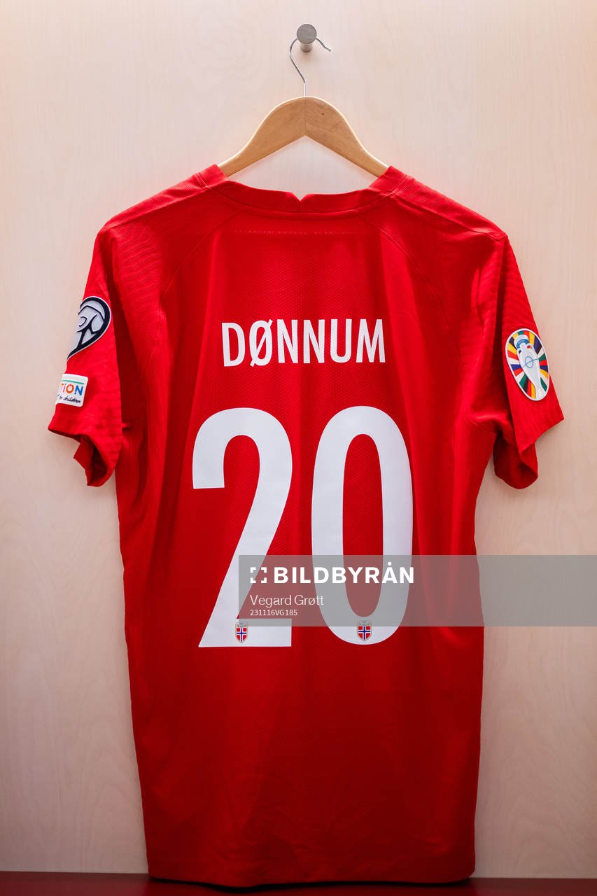 The kit of Aron Dønnum of Norway in the dressing room