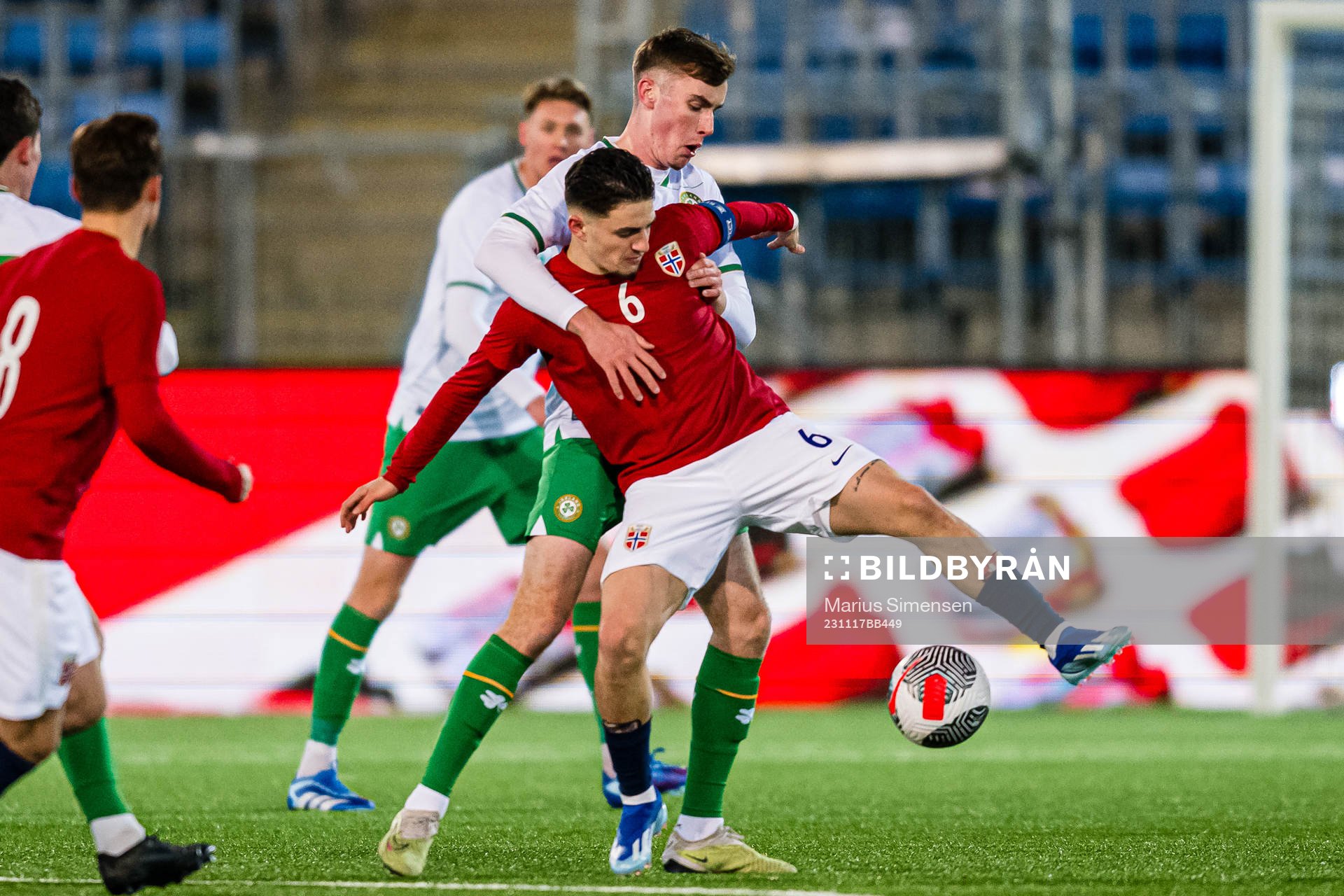 Christos Zafeiris of Norway during the UEFA European Under-21 Qualifier football match between Norway and Ireland on November 17, 2023 in Drammen.