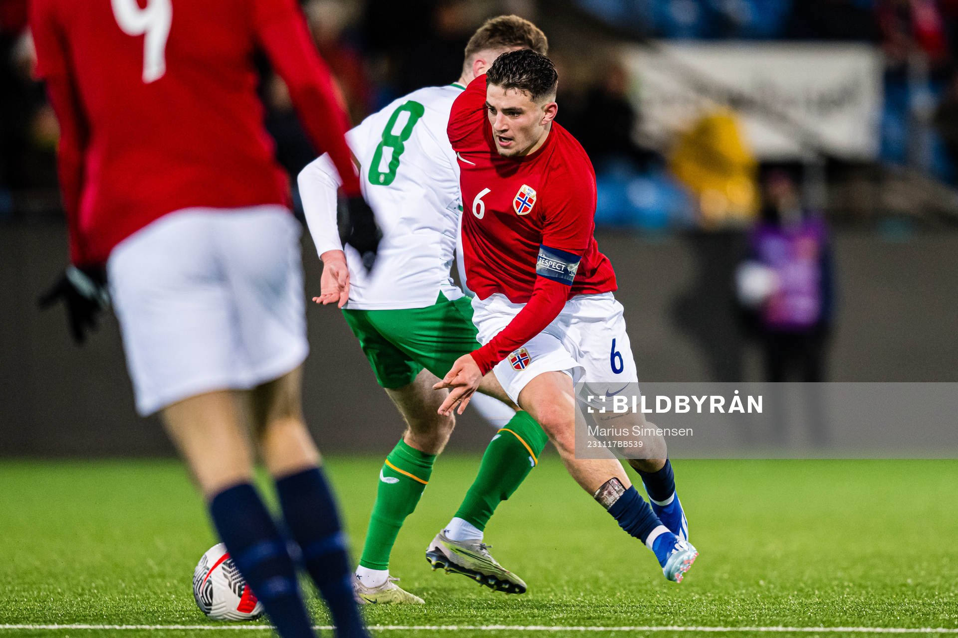 Christos Zafeiris of Norway during the UEFA European Under-21 Qualifier football match between Norway and Ireland on November 17, 2023 in Drammen.