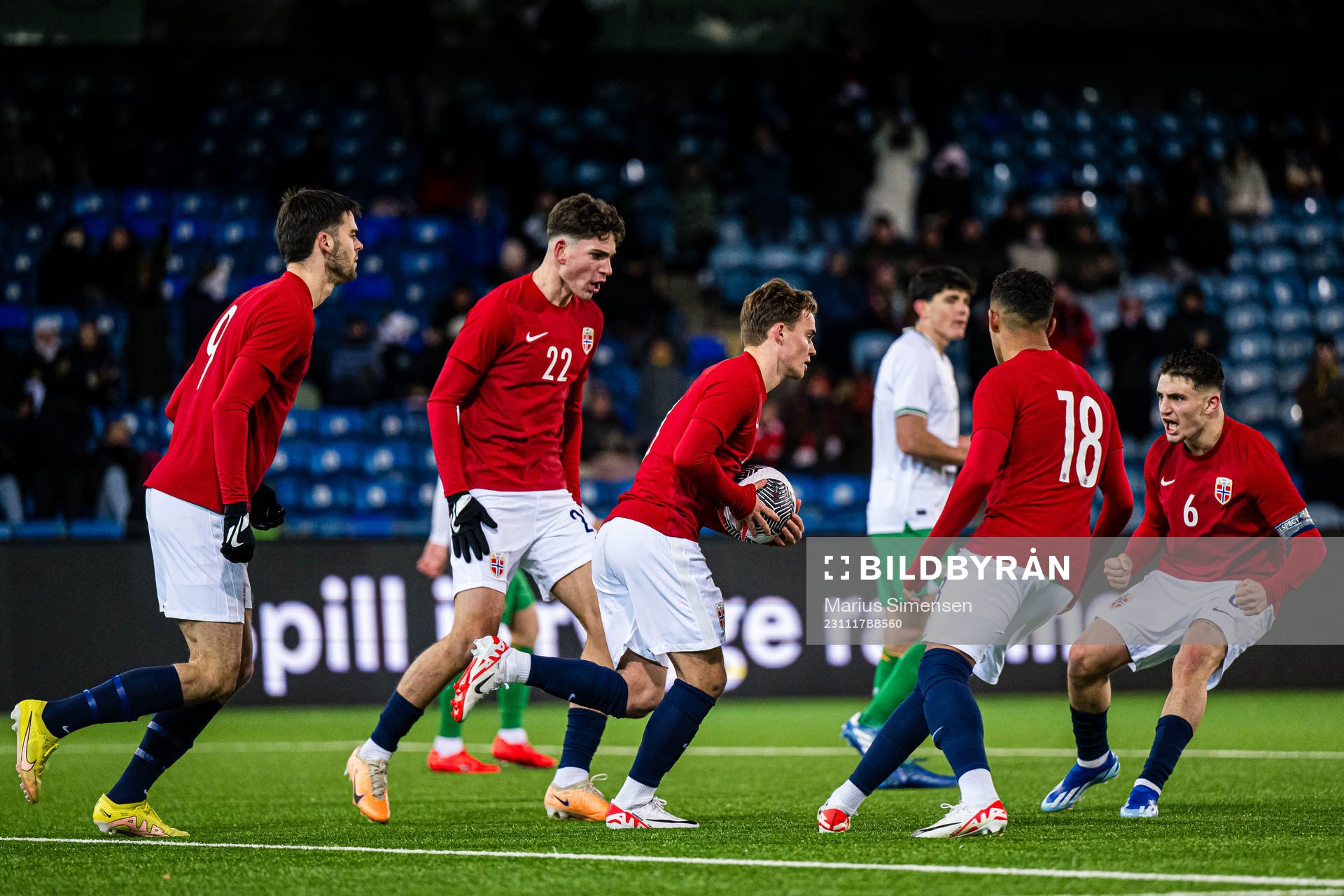 Kristian Fredrik Malt Arnstad of Norway celebrates after scoring the 2-2 goal during the UEFA European Under-21 Qualifier football match between Norway and Ireland on November 17, 2023 in Drammen.