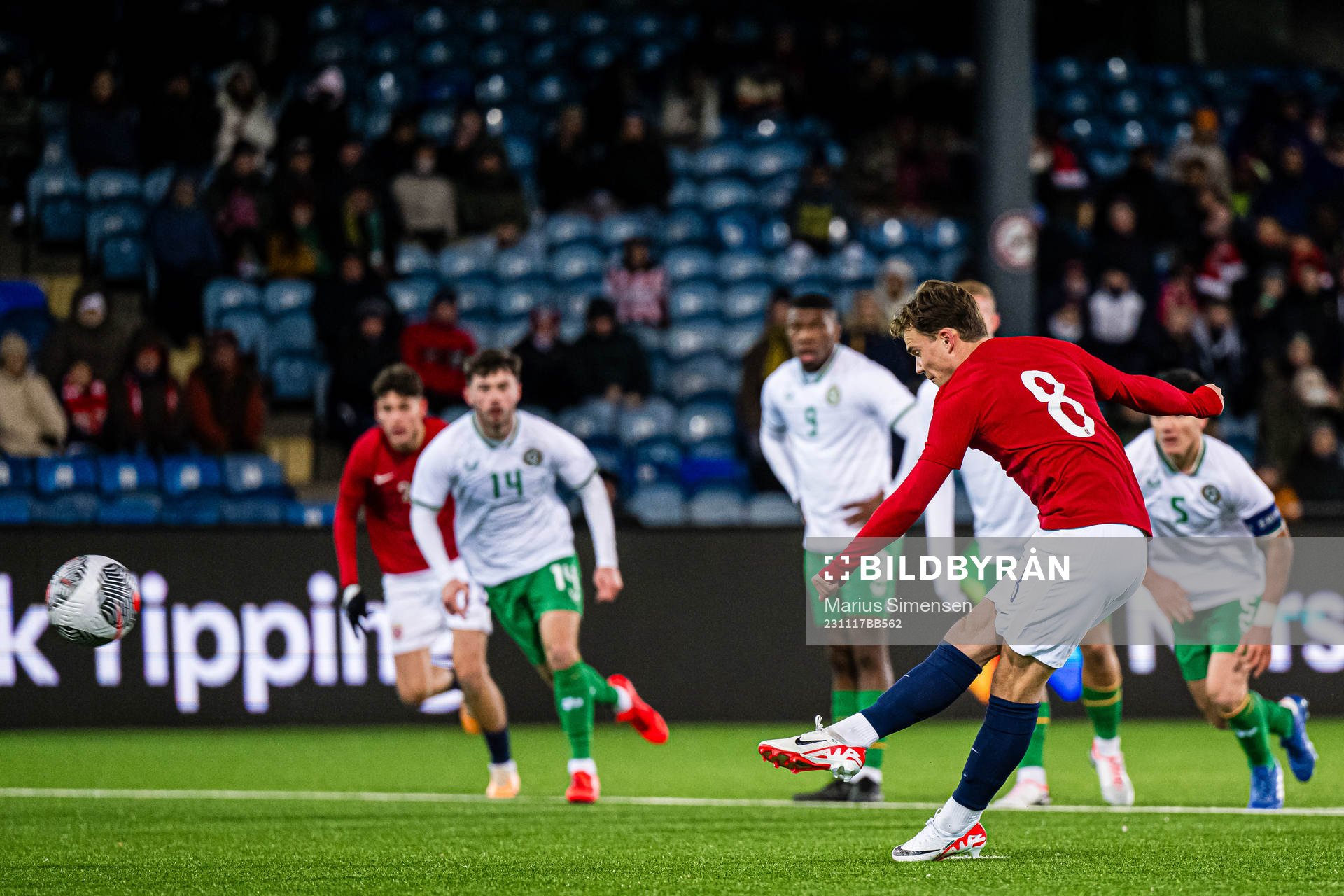 Kristian Fredrik Malt Arnstad of Norway scores the 2-2 goal