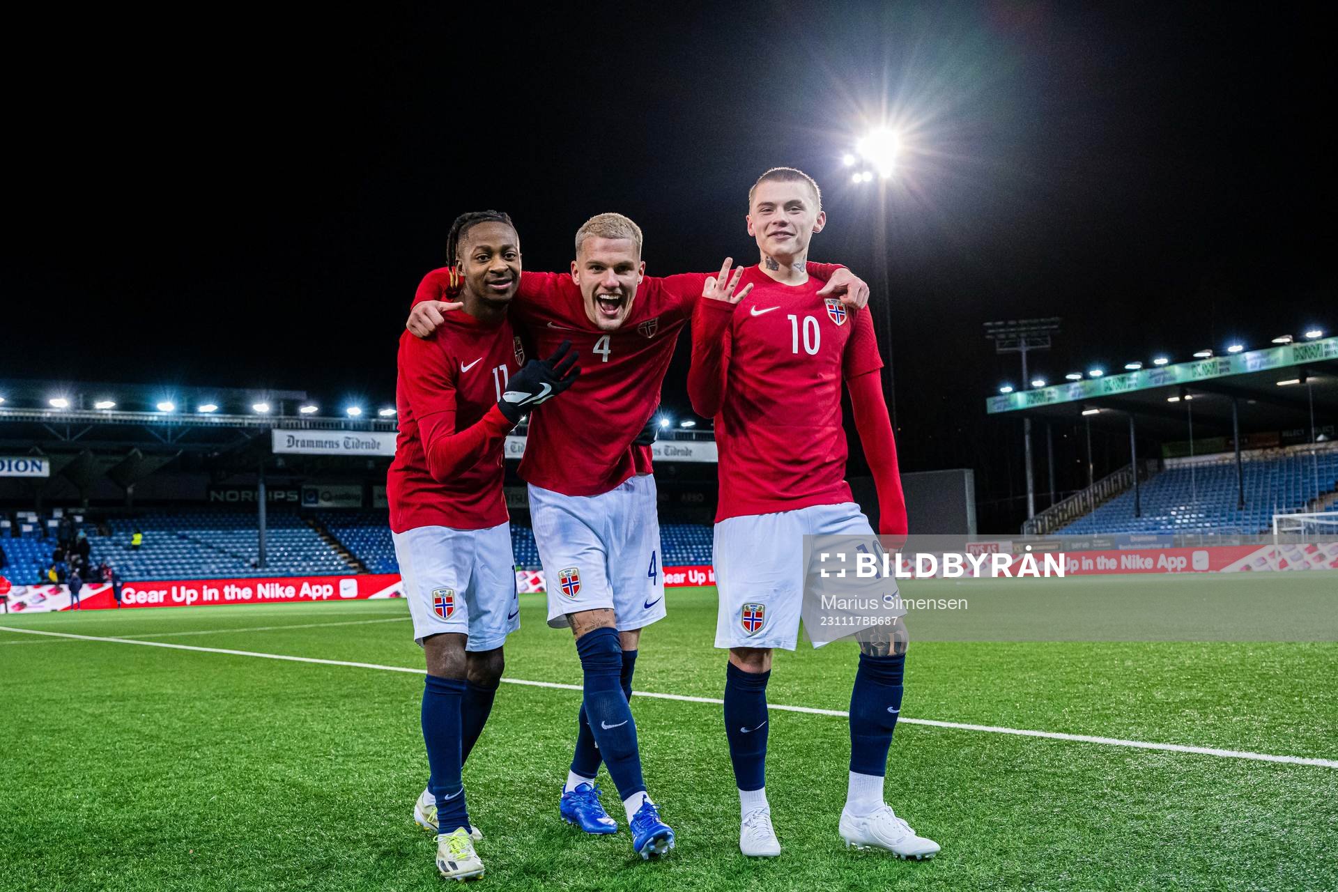 Joel Mugisha, Leo Fuhr Hjelde and Isak Hansen-Aarøen of