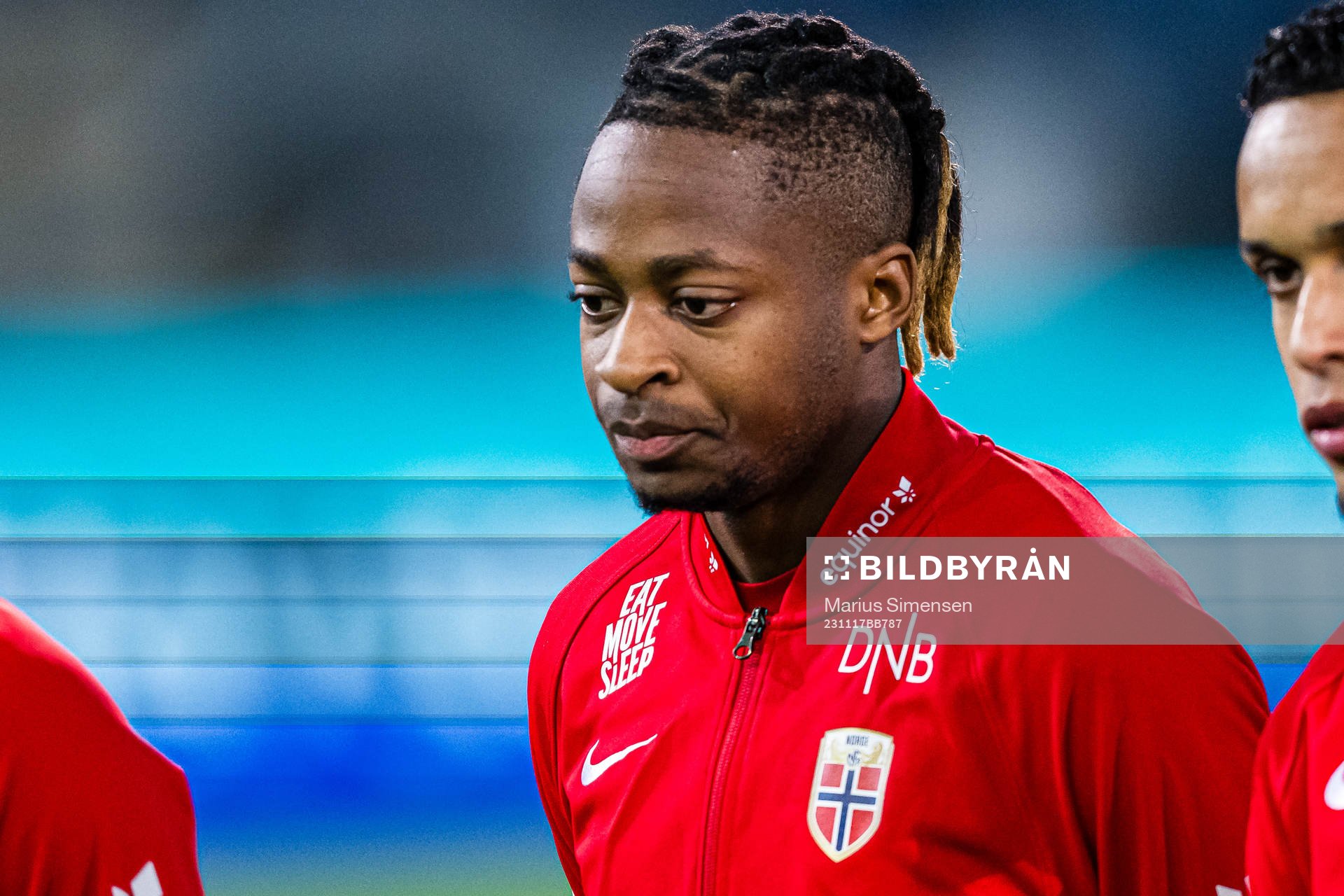 Joel Mugisha of Norway ahead of the UEFA European Under-21 Qualifier football match between Norway and Ireland on November 17, 2023 in Drammen.