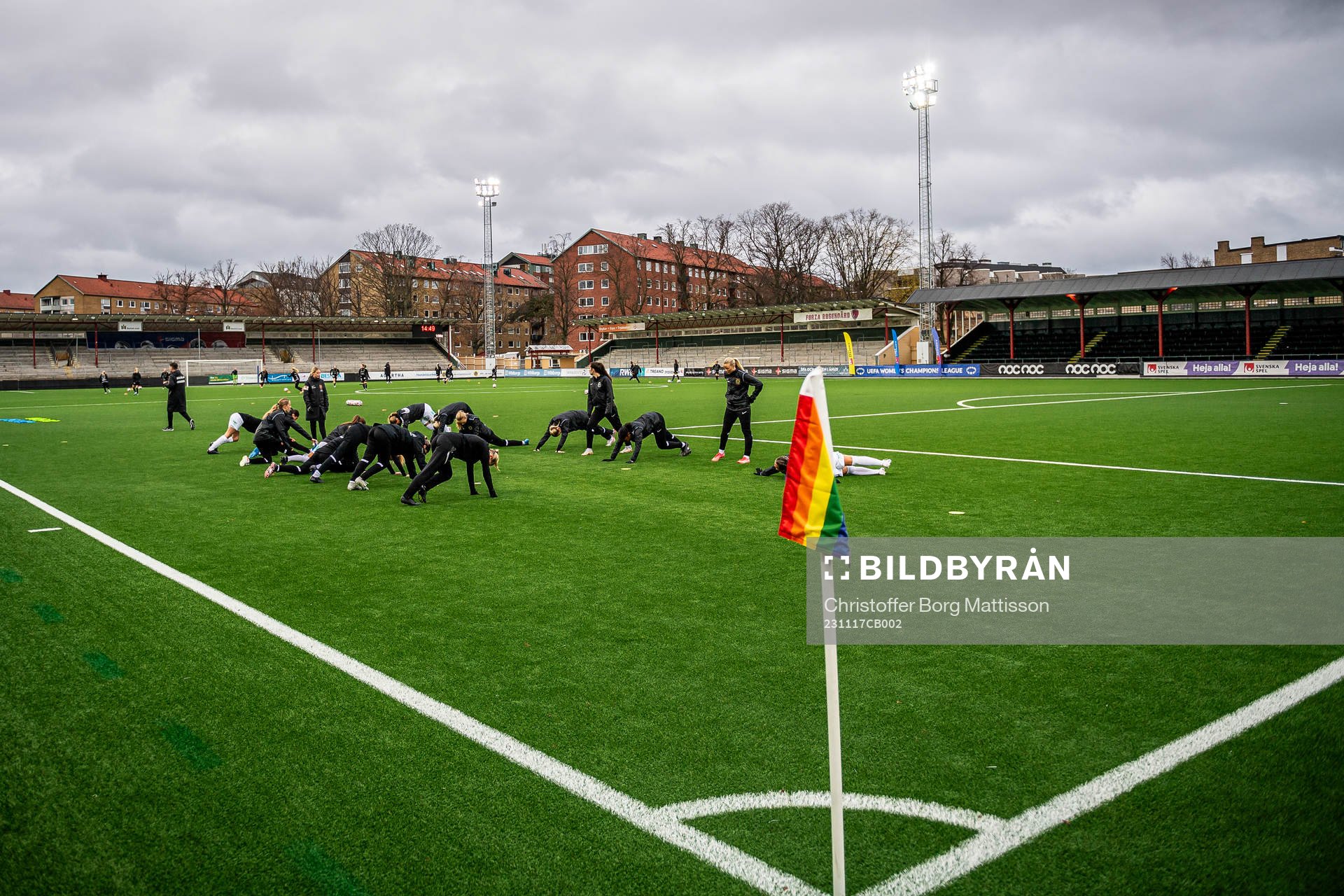 Brommapojkarnas spelare värmer upp