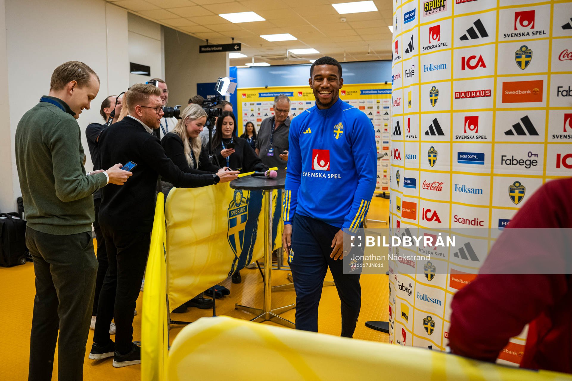 Isak Hien of the Swedish national football team in a mixed