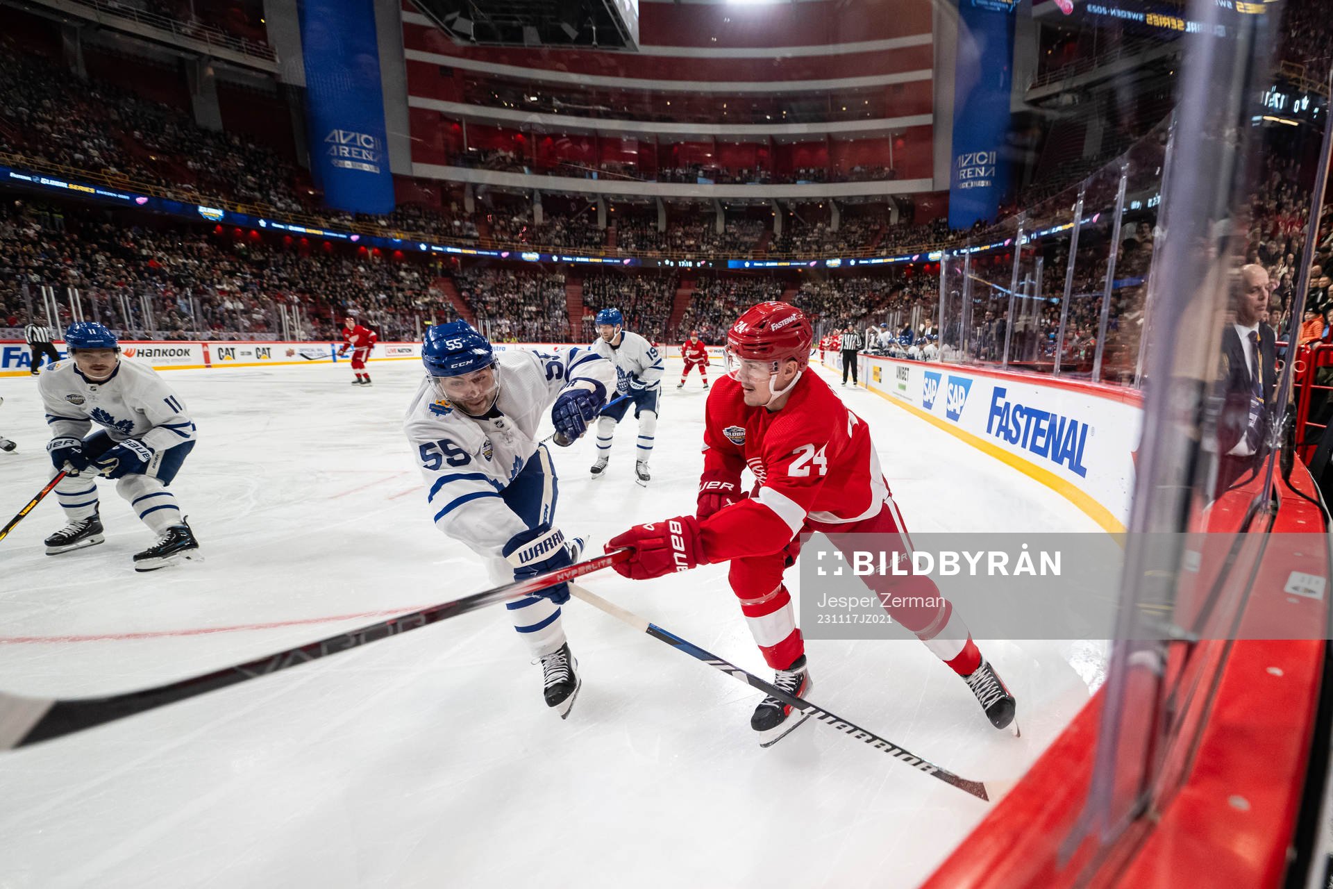 Mark Giordano of Toronto Maple Leafs and Klim Kostin of