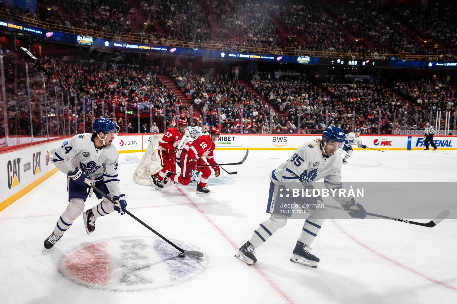 Auston Matthews and William Lagesson of Toronto Maple Leafs