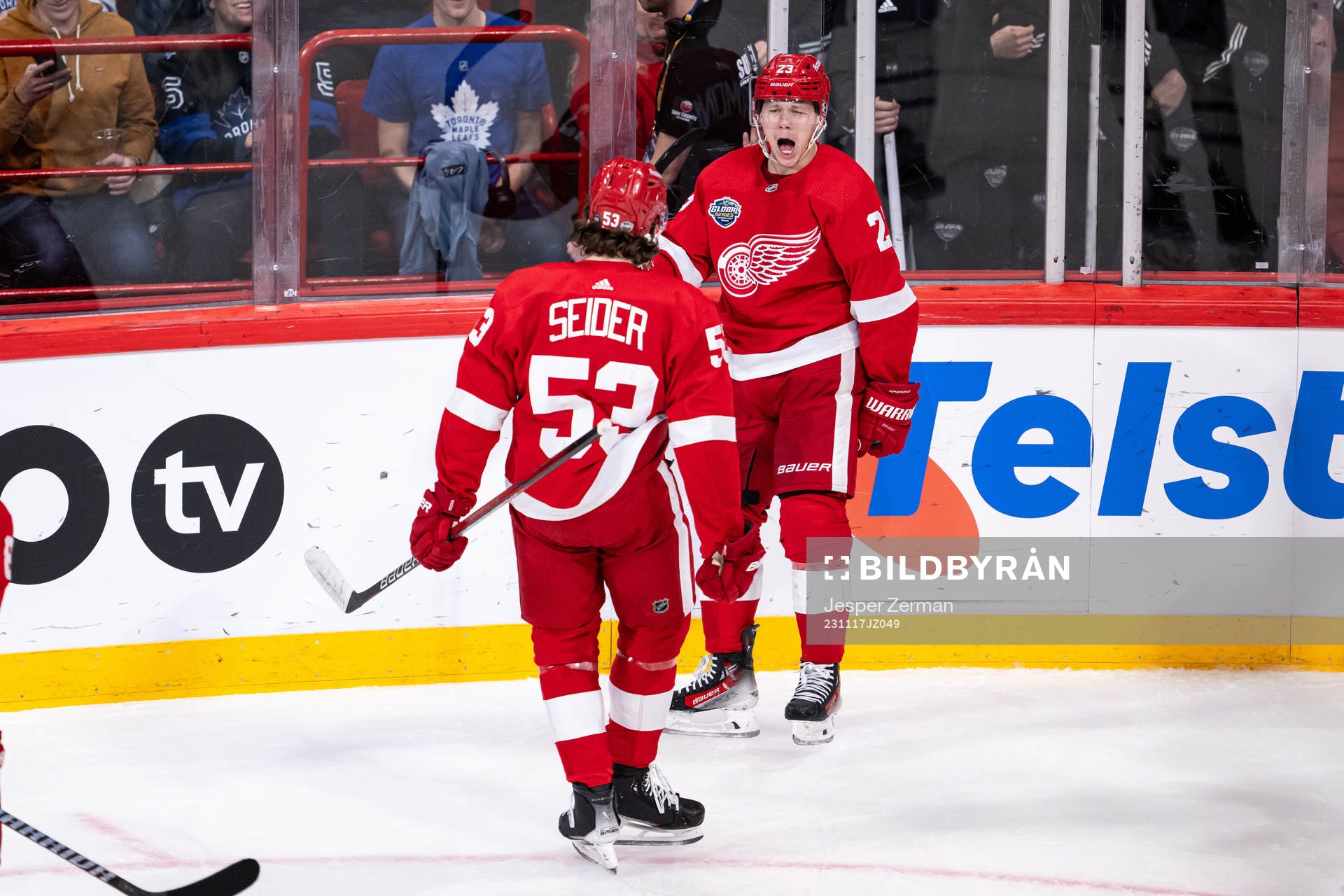 Lucas Raymond of Detroit Red Wings celebrates