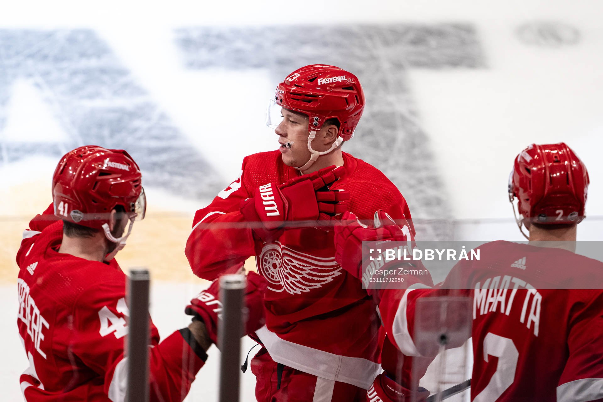 Lucas Raymond of Detroit Red Wings celebrates