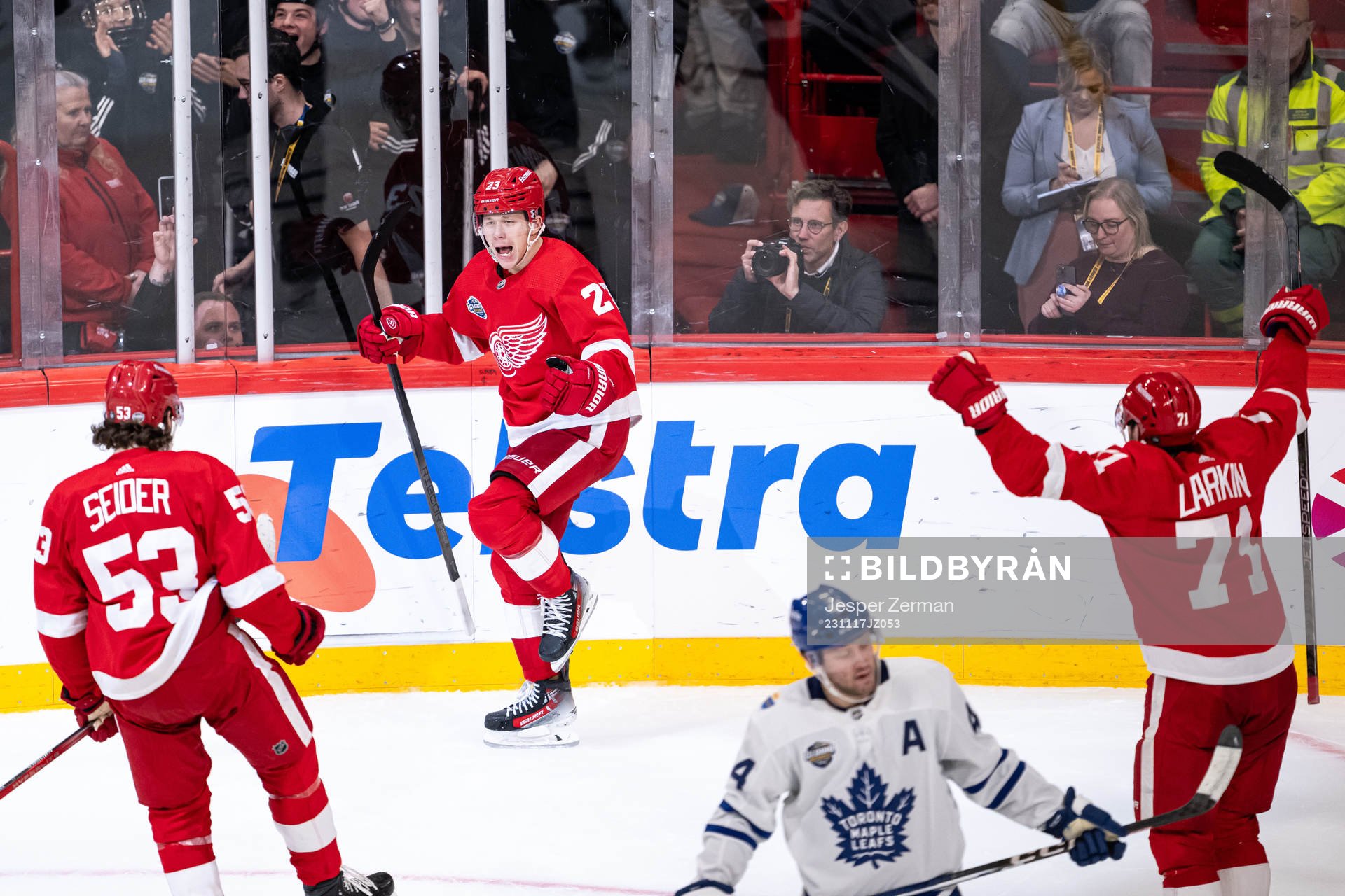Lucas Raymond of Detroit Red Wings celebrates