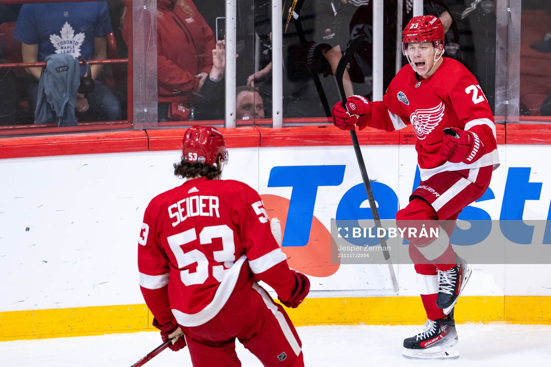 Lucas Raymond of Detroit Red Wings celebrates