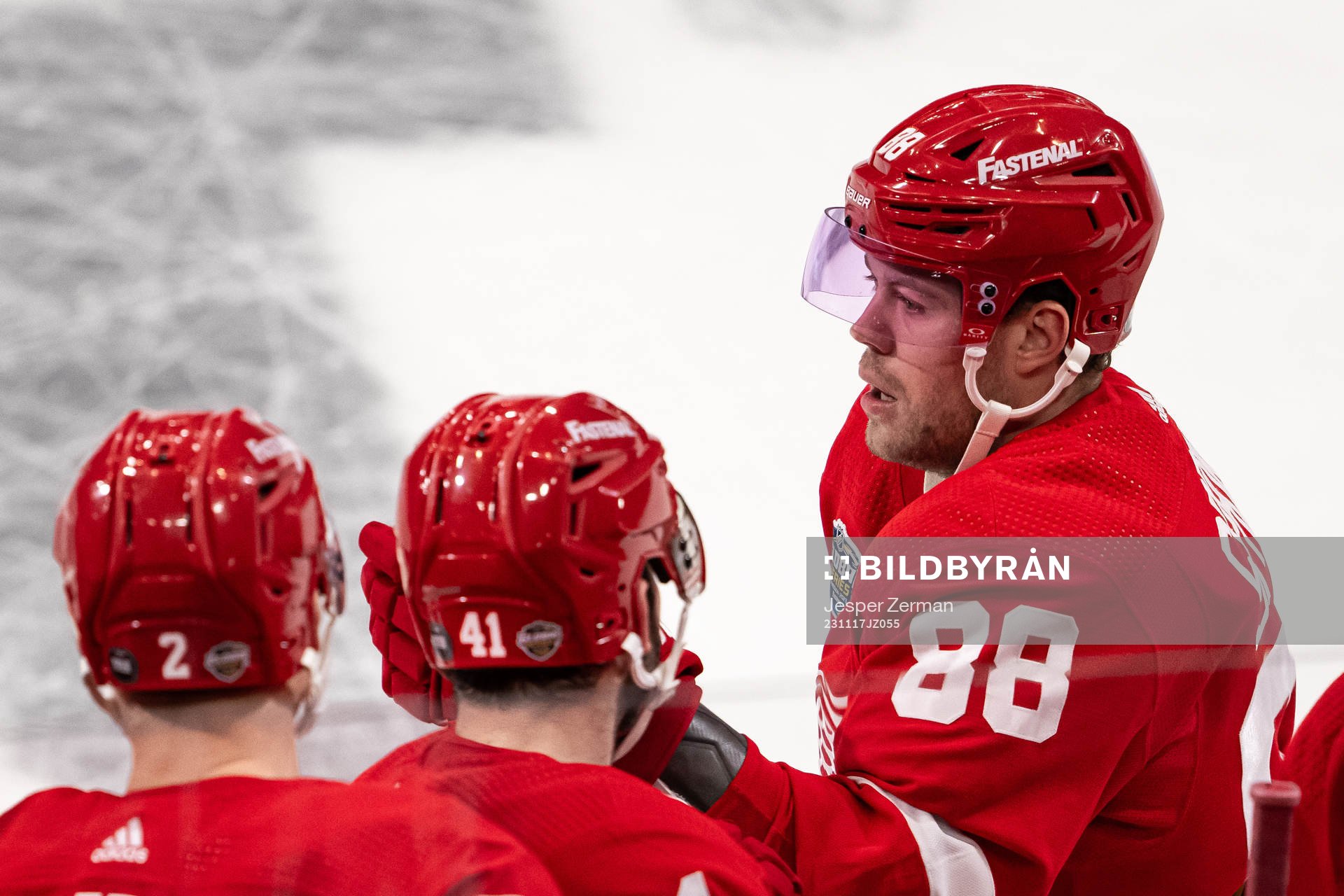 Daniel Sprong of Detroit Red Wings celebrates