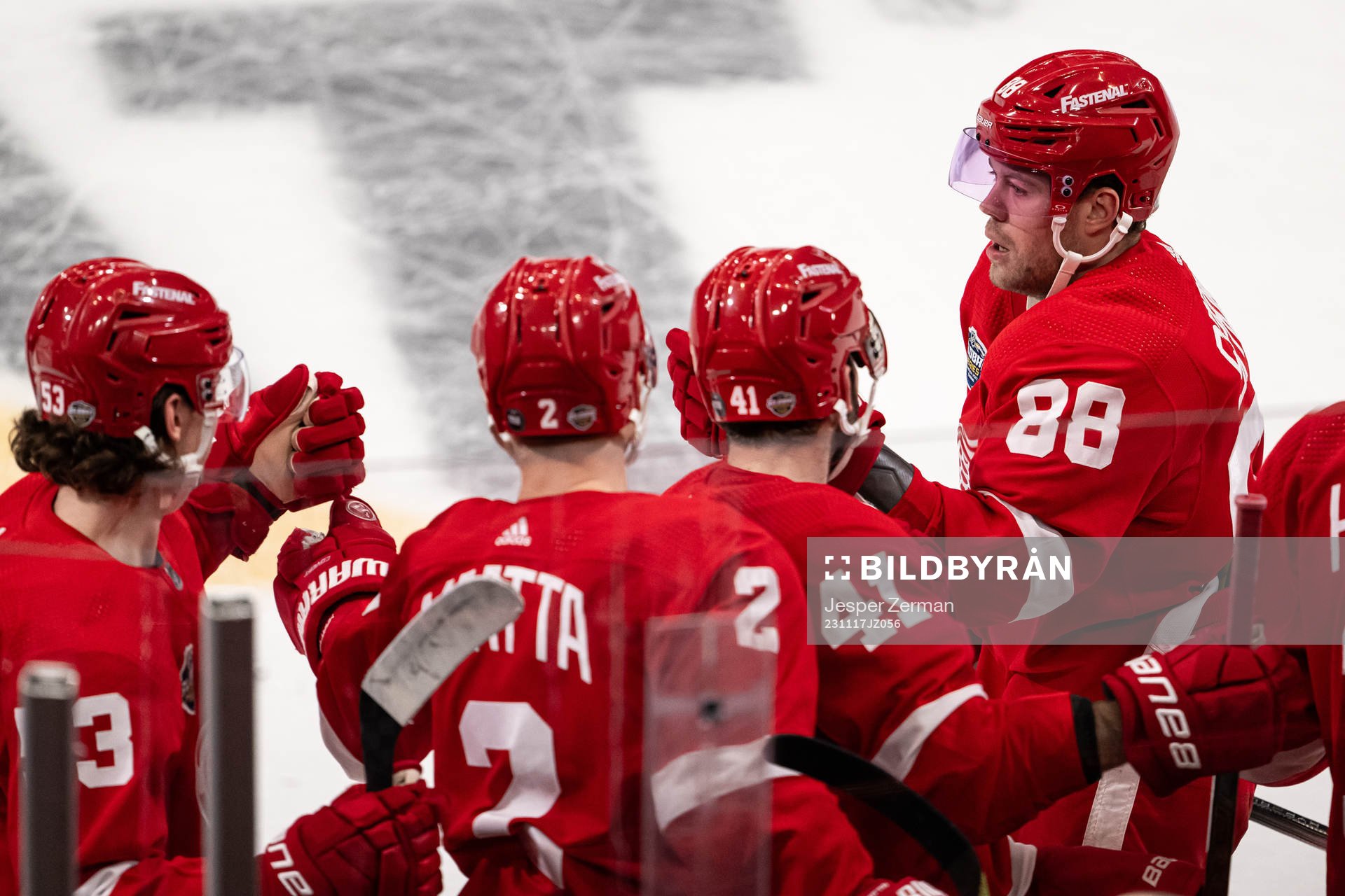 Daniel Sprong of Detroit Red Wings celebrates