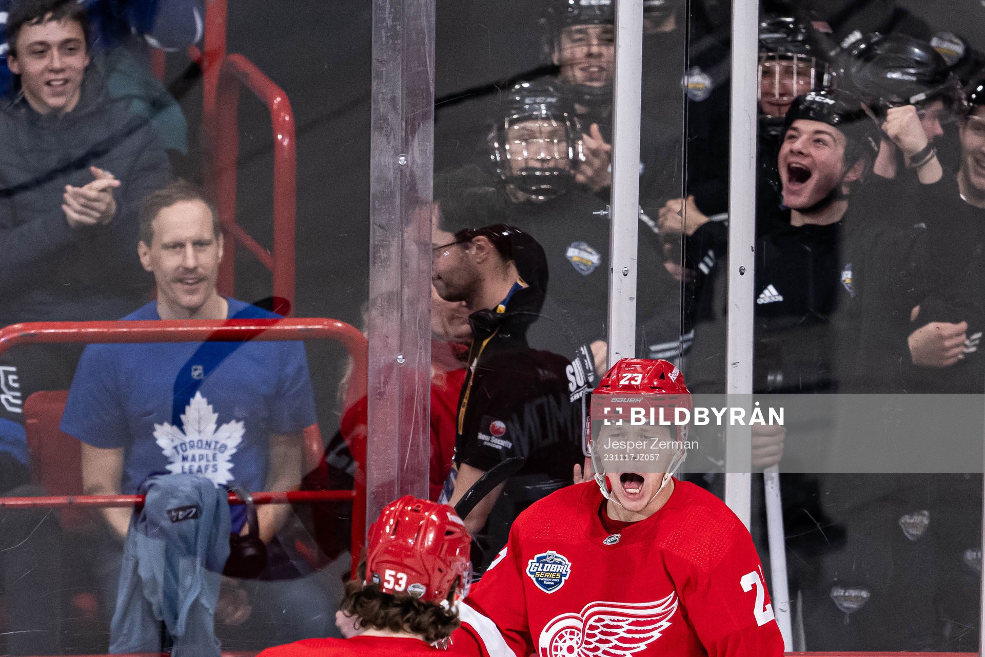 Lucas Raymond of Detroit Red Wings celebrates