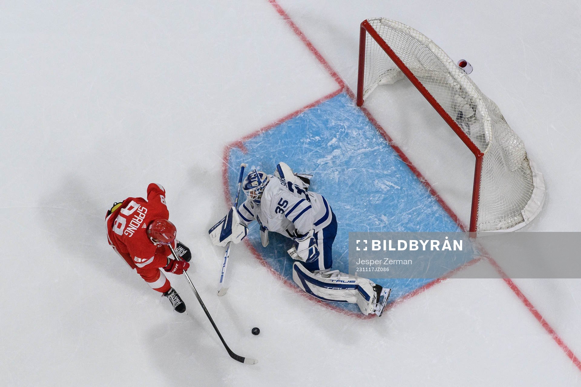 Daniel Sprong of Detroit Red Wings scores 0-1