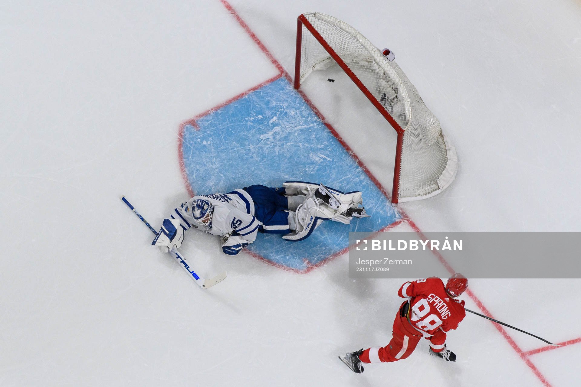 Daniel Sprong of Detroit Red Wings scores 0-1