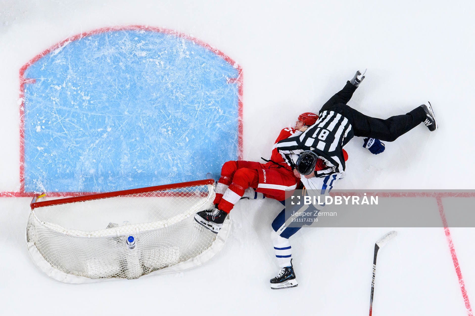 Moritz Seider of Detroit Red Wings and Max Domi of Toronto