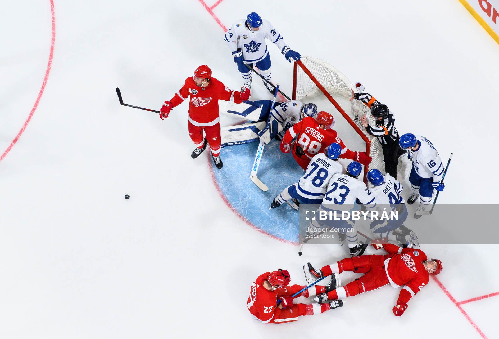 Mitchell Marner, Matthew Knies, TJ Brodie, Morgan Rielly,