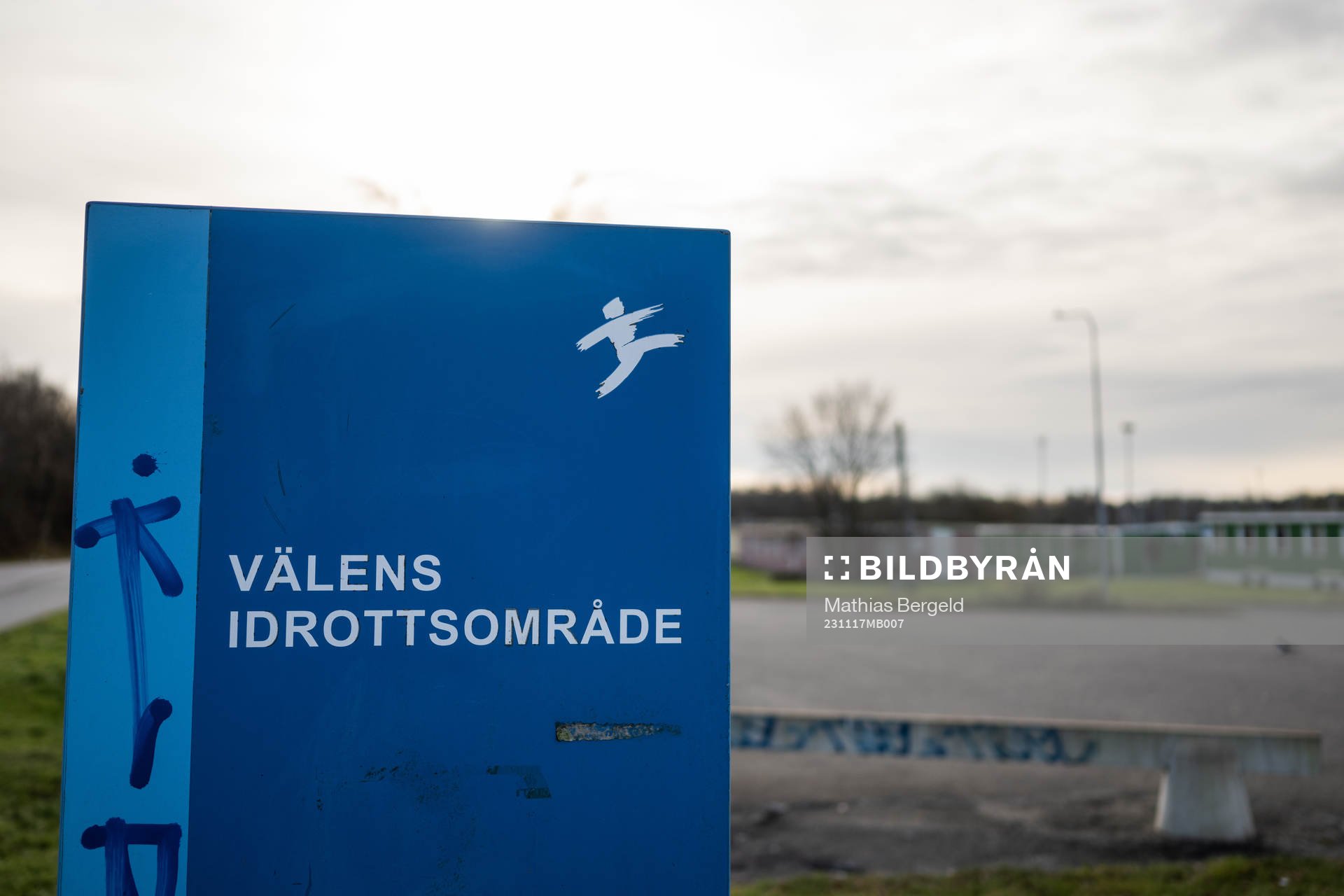 Skylt vid Välens Idrottsområde