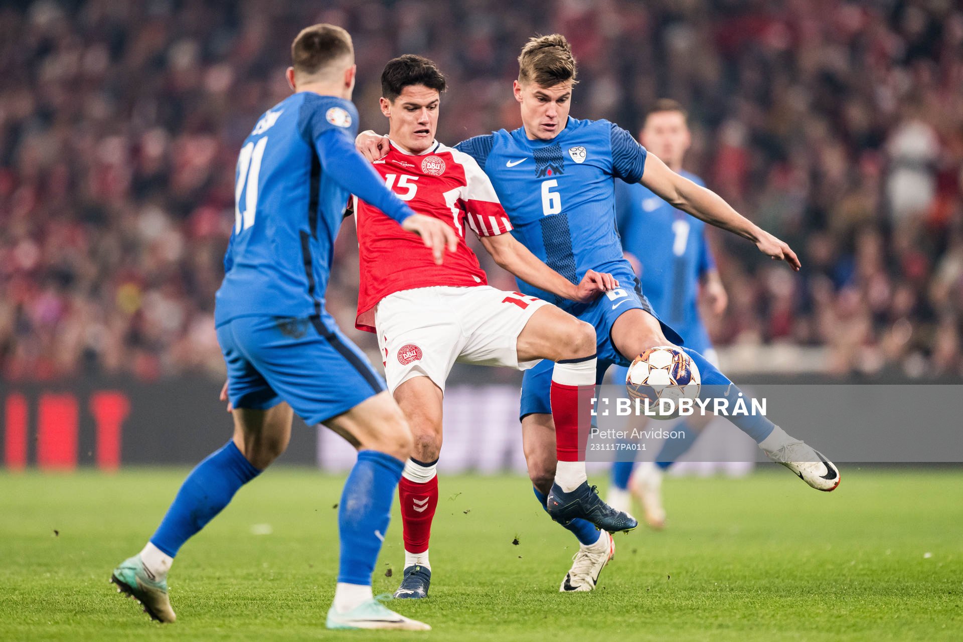 Christian Nørgaard of Denmark and Jaka Bijol of Slovenia