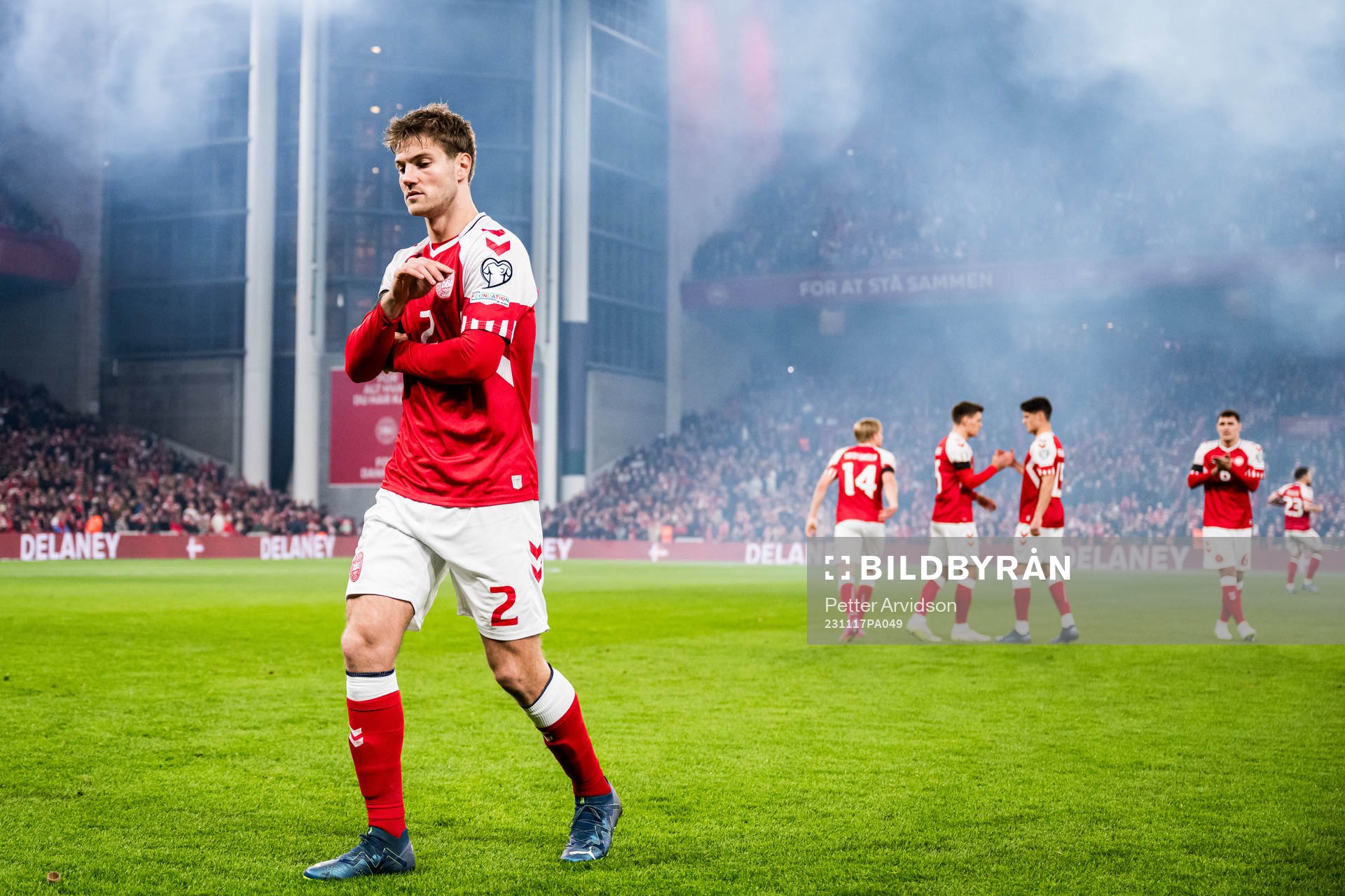 Joachim Andersen of Denmark looks dejected
