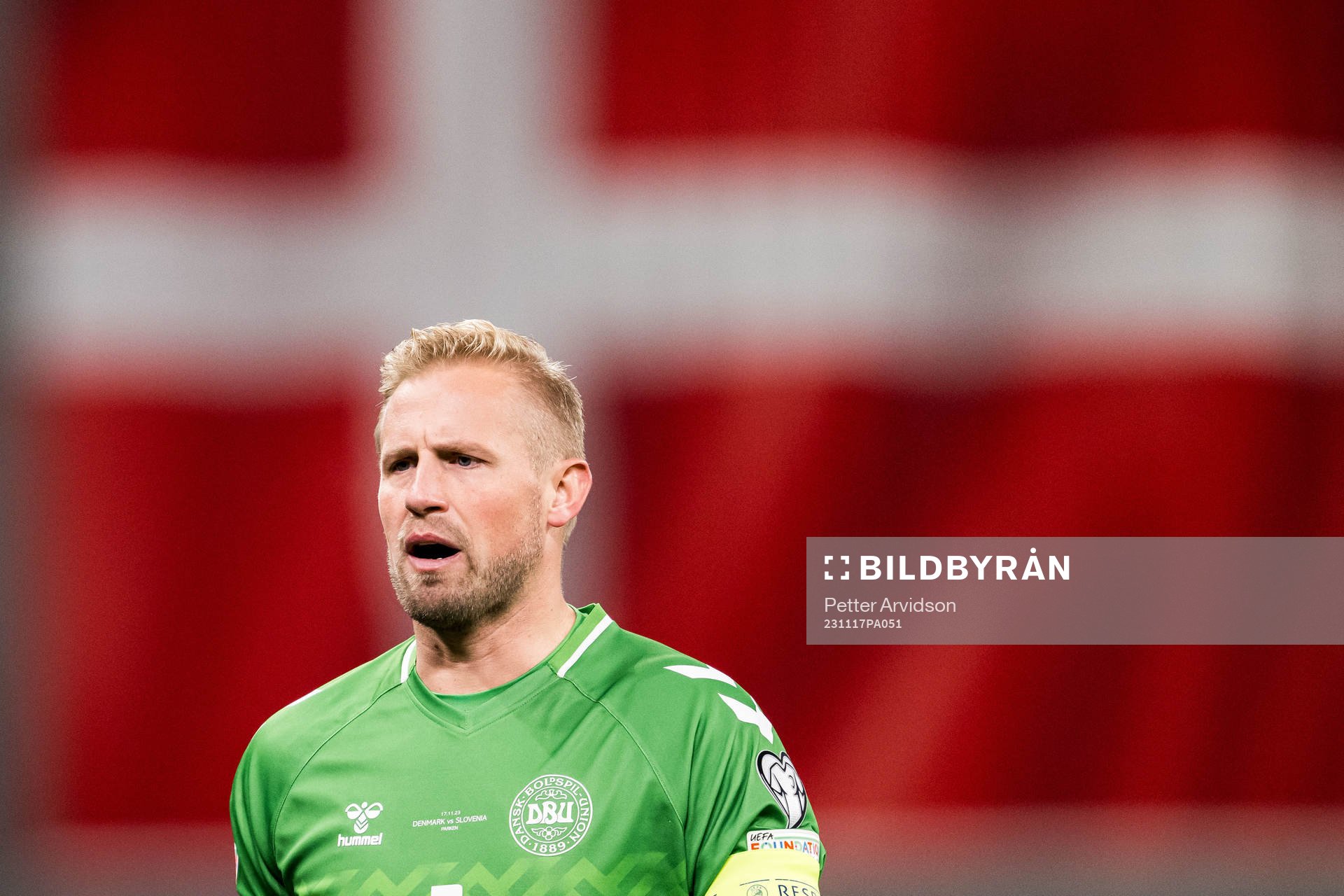 Goalkeeper Kasper Schmeichel of Denmark