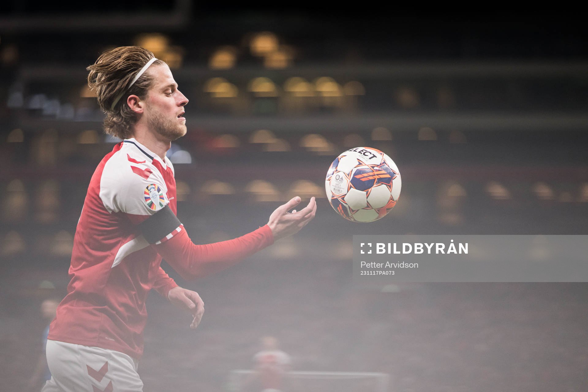 Mathias Jensen of Denmark during the UEFA Euro Qualifier football match between Denmark and Slovenia on November 17, 2023 in Copenhagen.