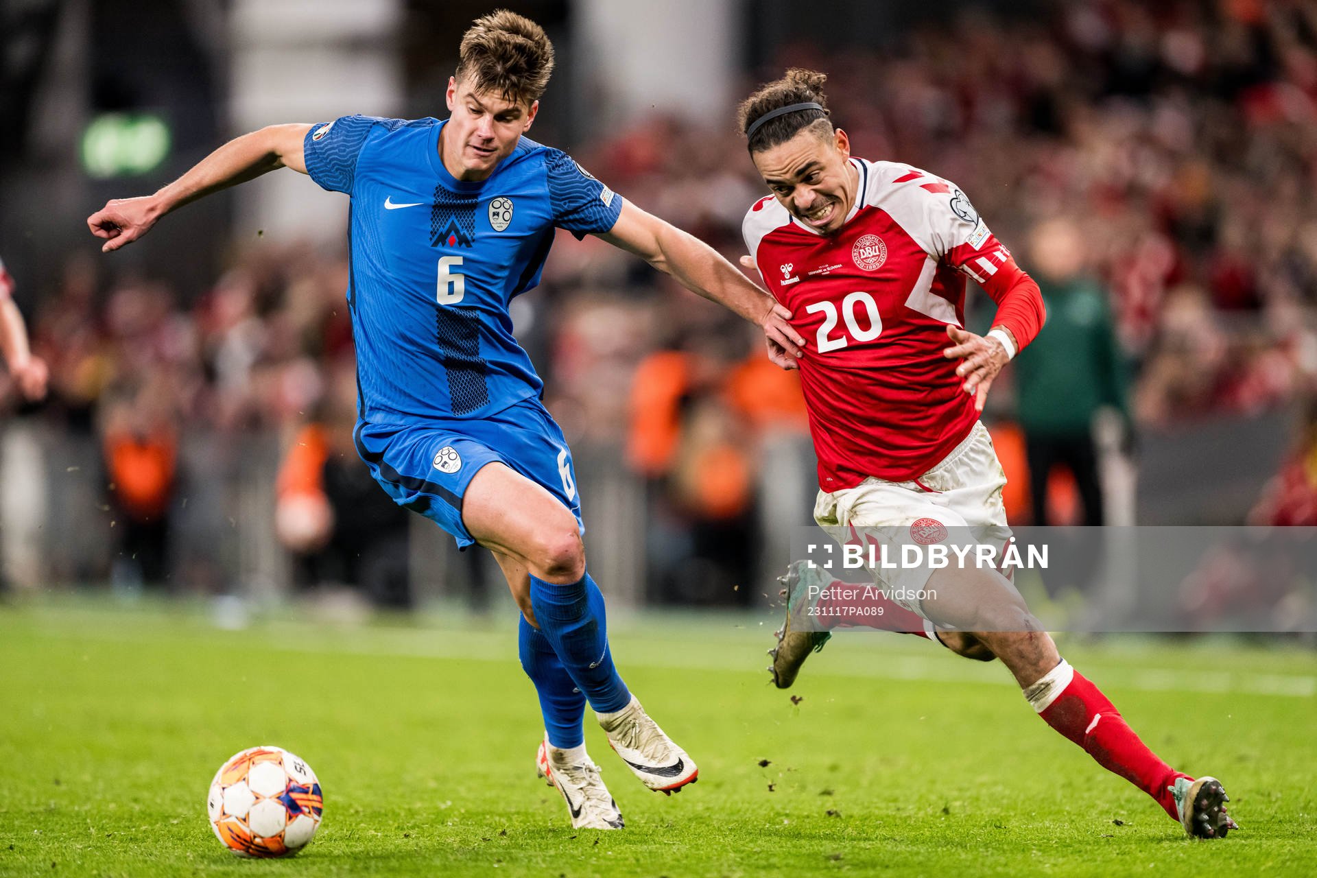 Jaka Bijol of Slovenia and Yussuf Poulsen of Denmark