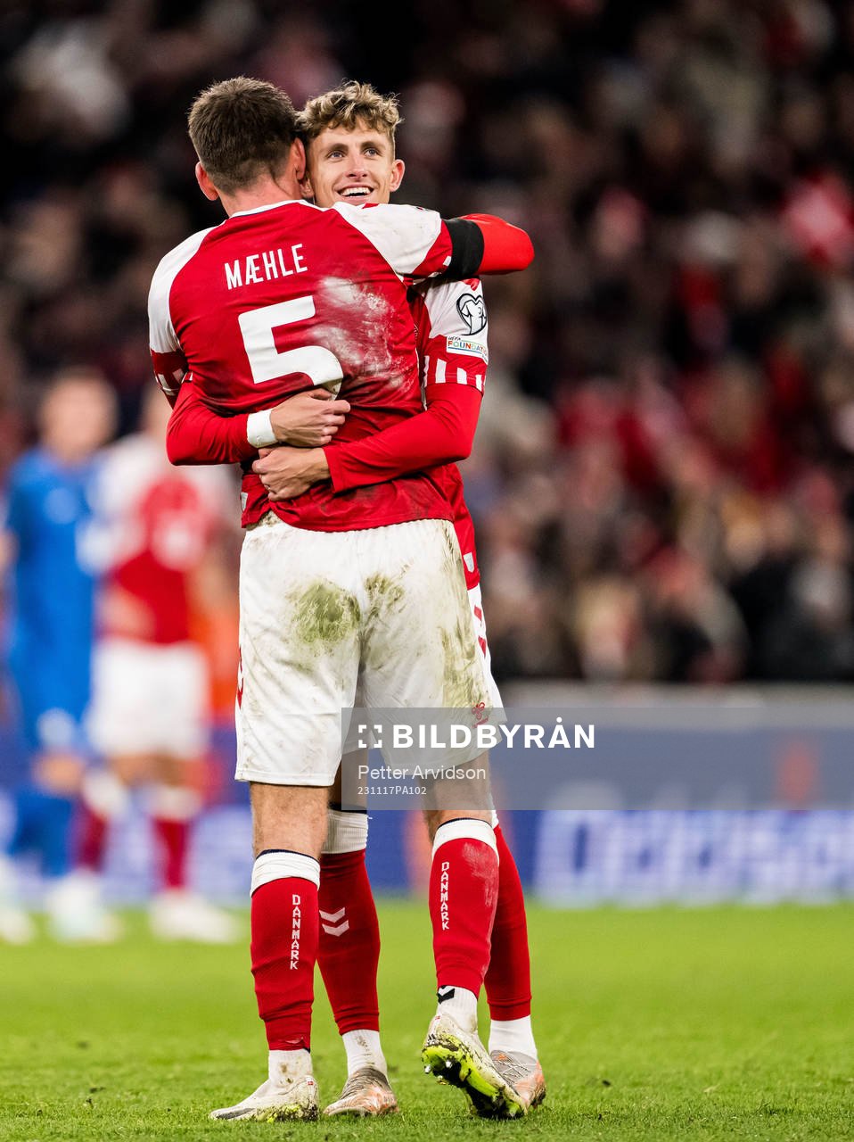 Joakim Mæhle and Jesper Lindstrøm of Denmark celebrates