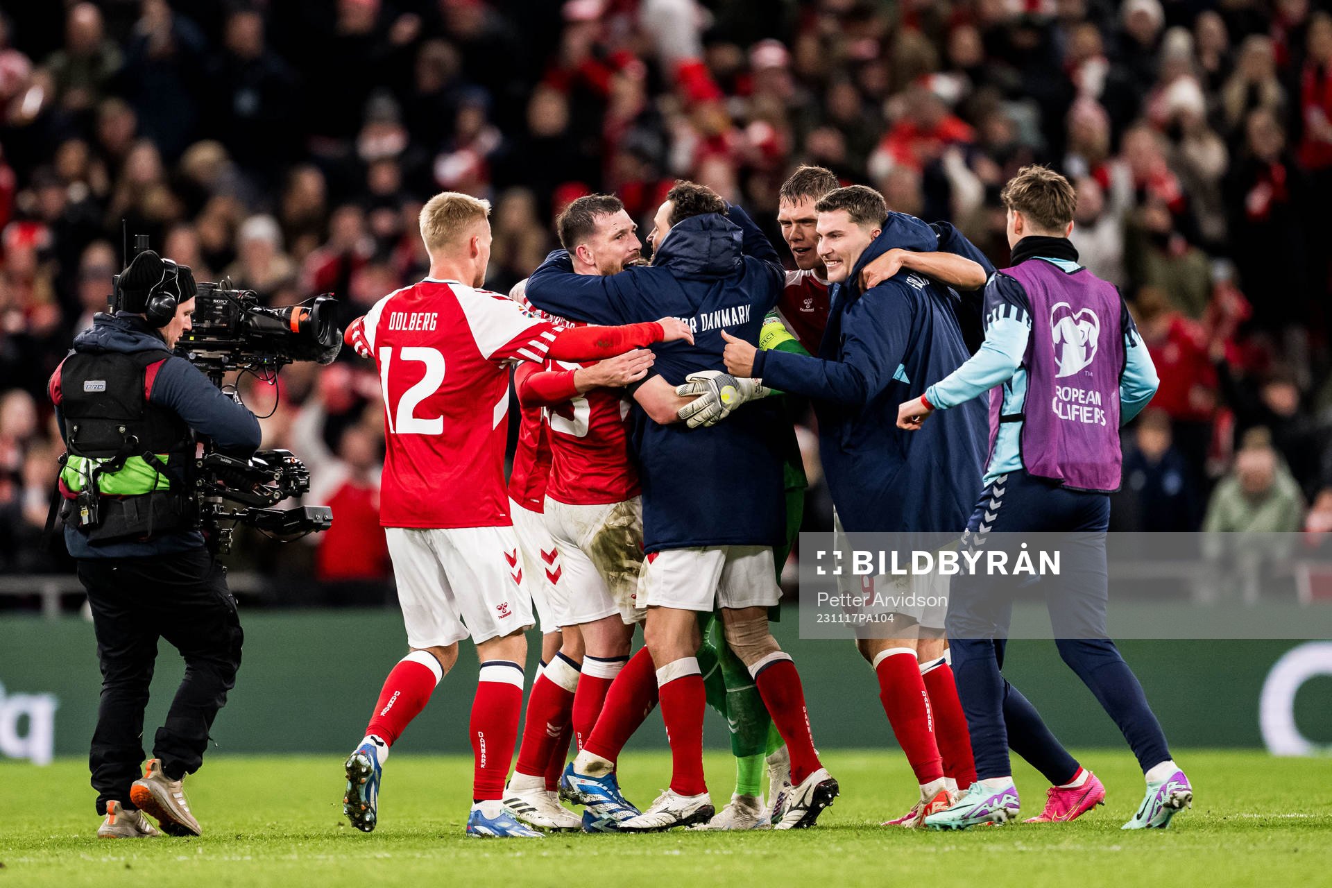 Players of Denmark celebrate